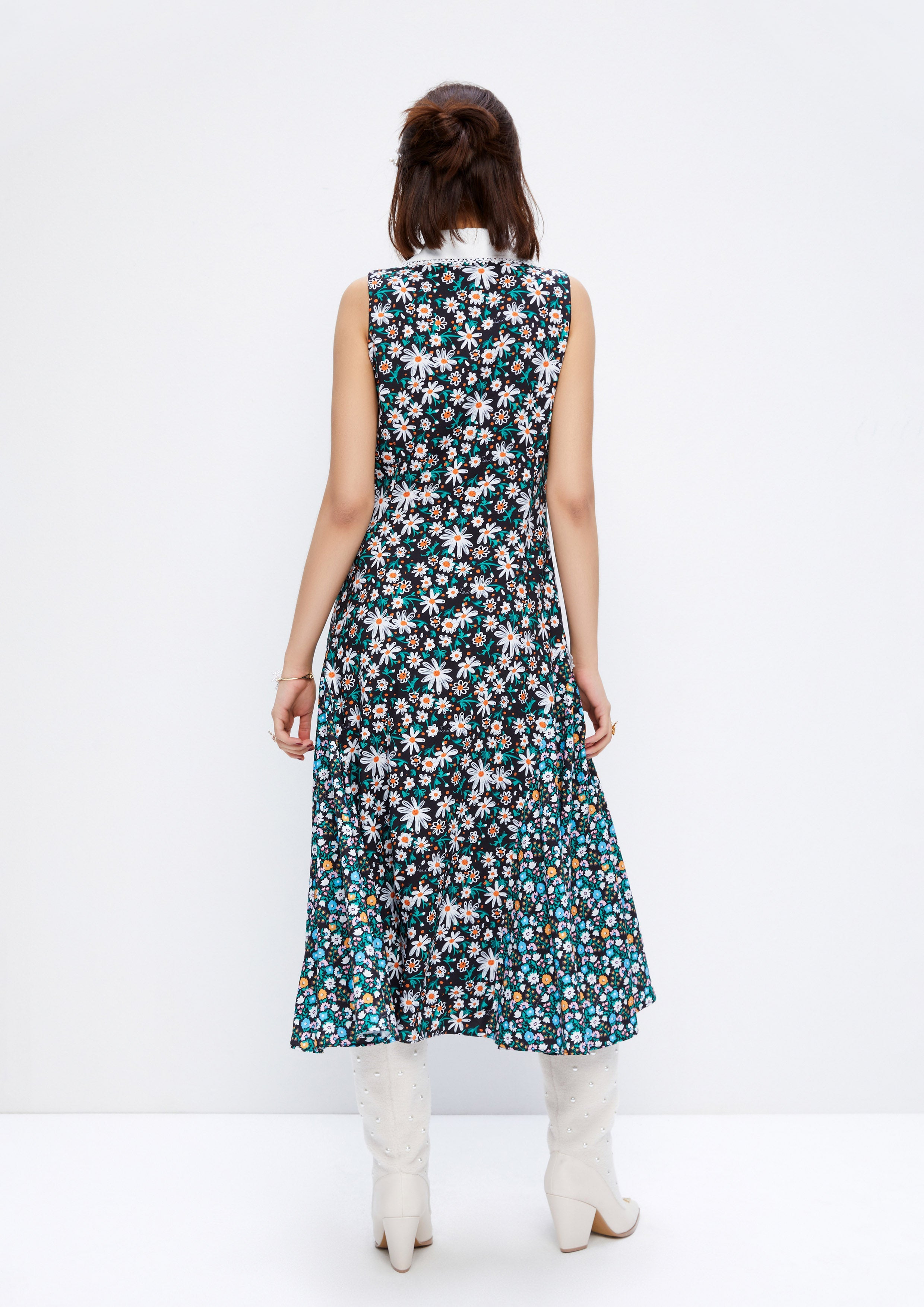 Lace Floral Patchwork Sleeveless Midi Dress Dreamweaver Troop Collection