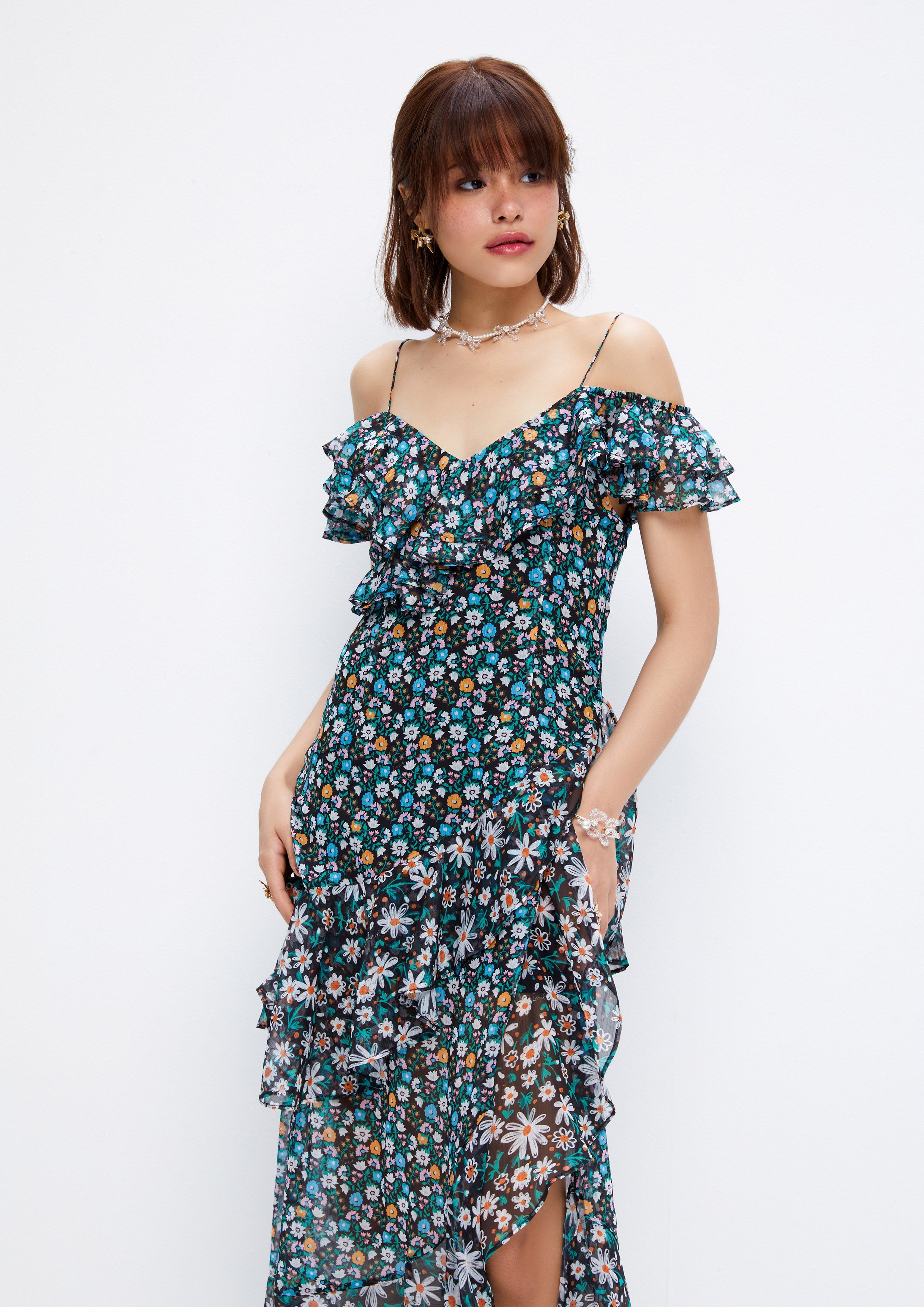 Asymmetric Floral Patchwork Midi Dress Dreamweaver Troop Collection