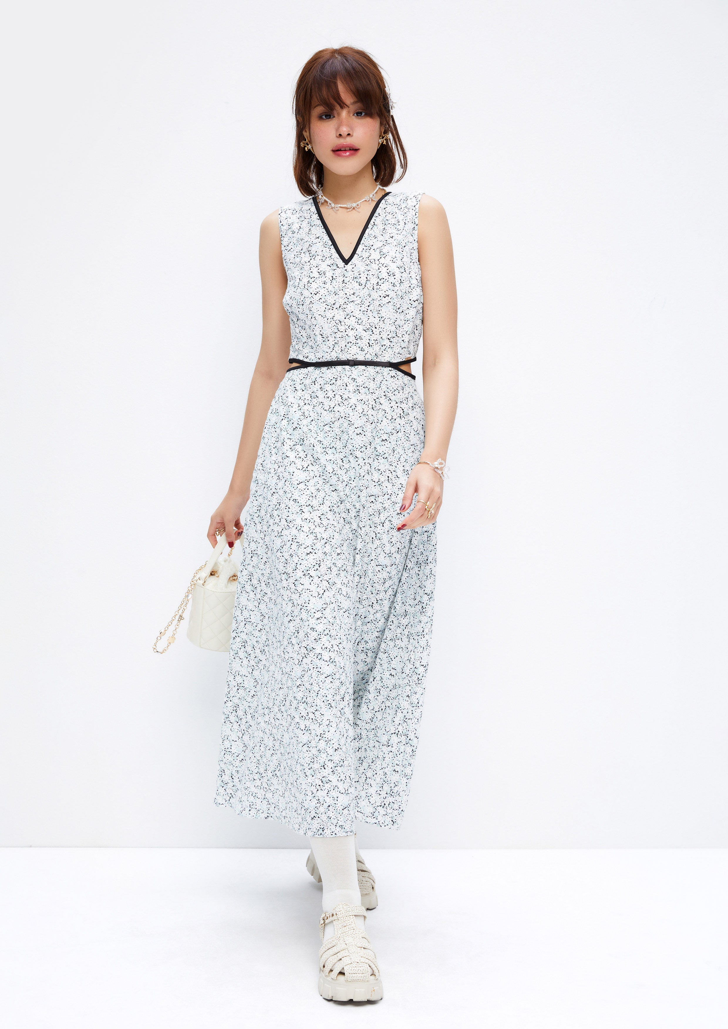 Floral Cutout Sleeveless Midi Dress Dreamweaver Troop Collection