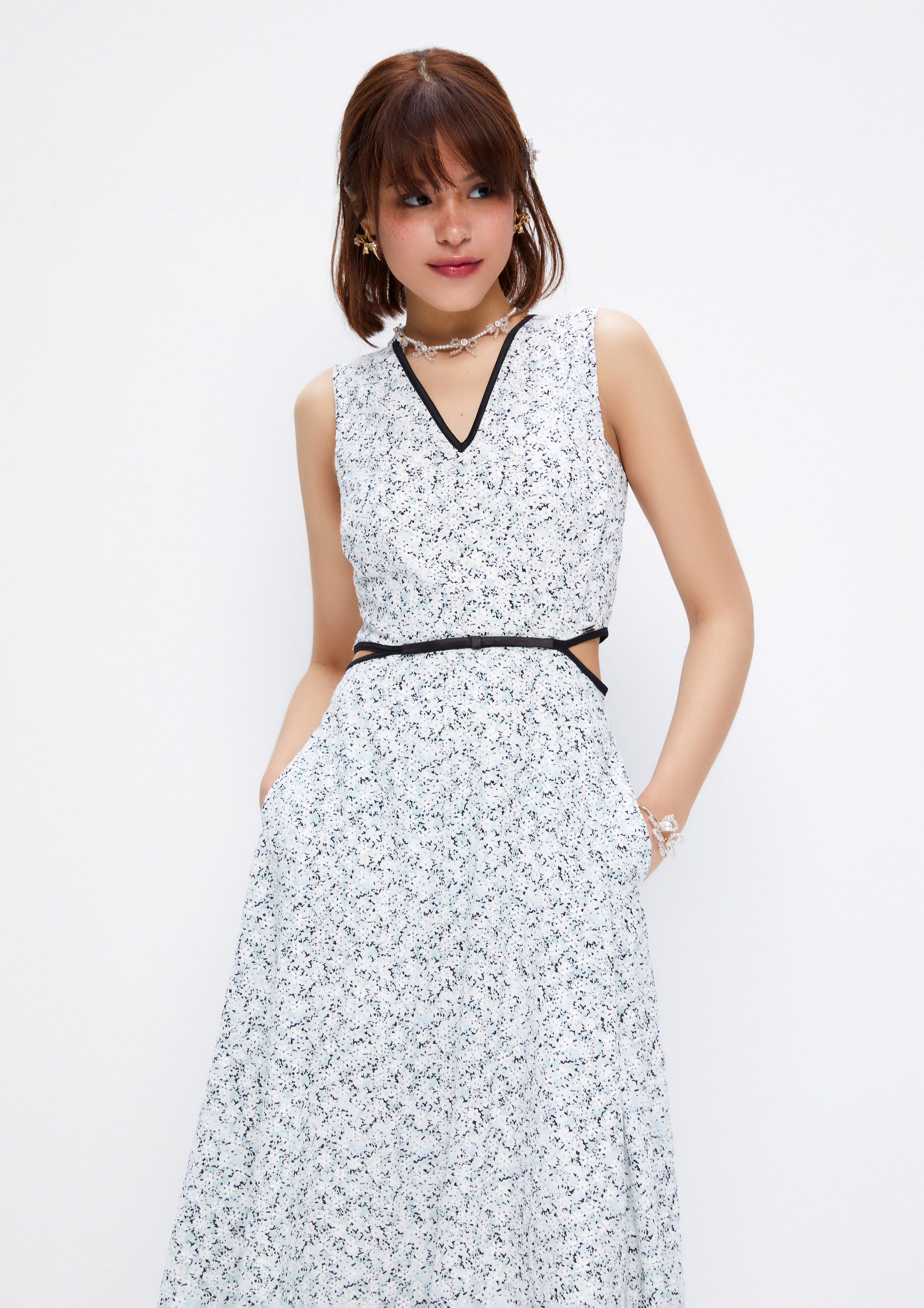 Floral Cutout Sleeveless Midi Dress Dreamweaver Troop Collection