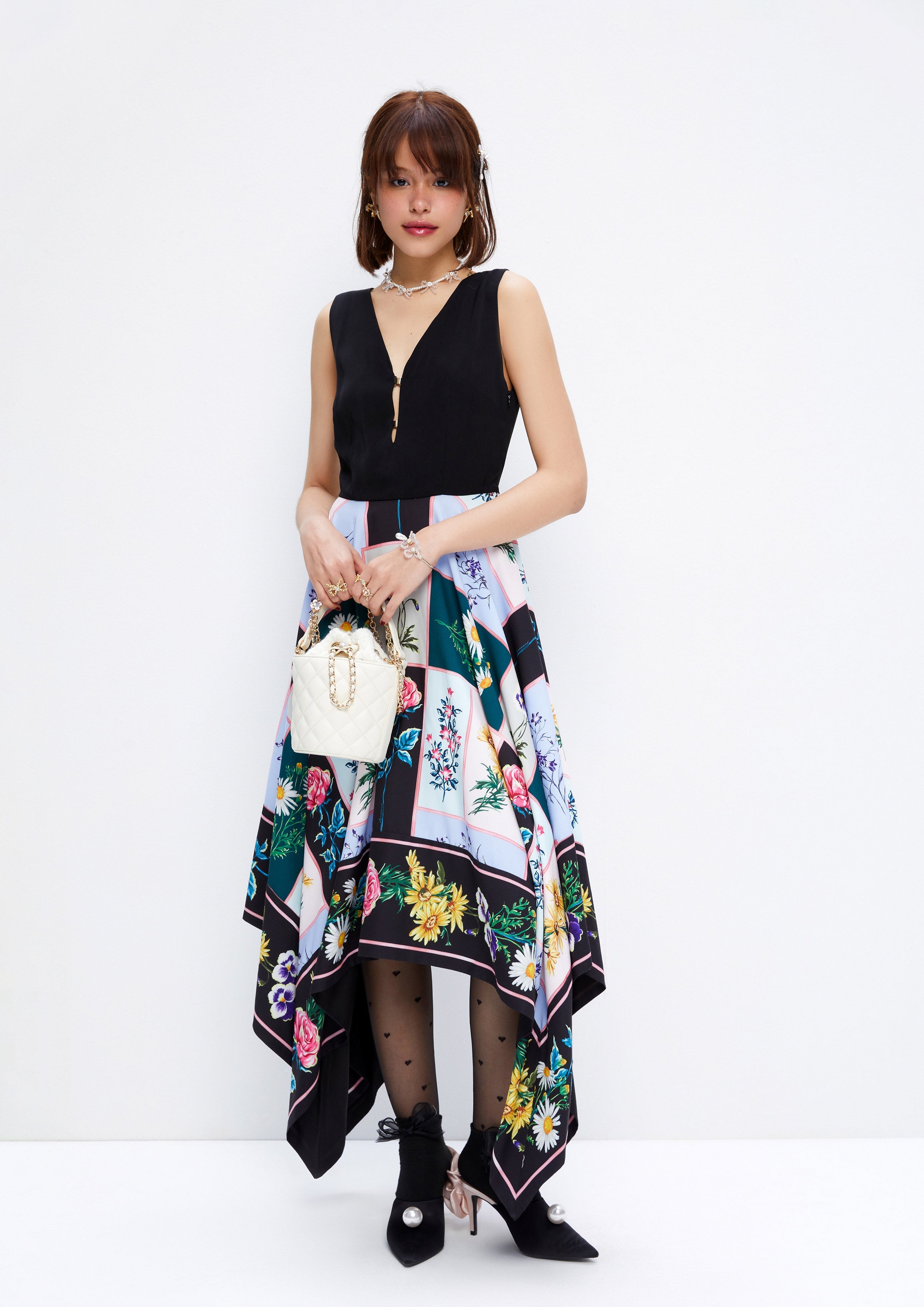 Floral Block Sleeveless Midi Dress Dreamweaver Troop Collection