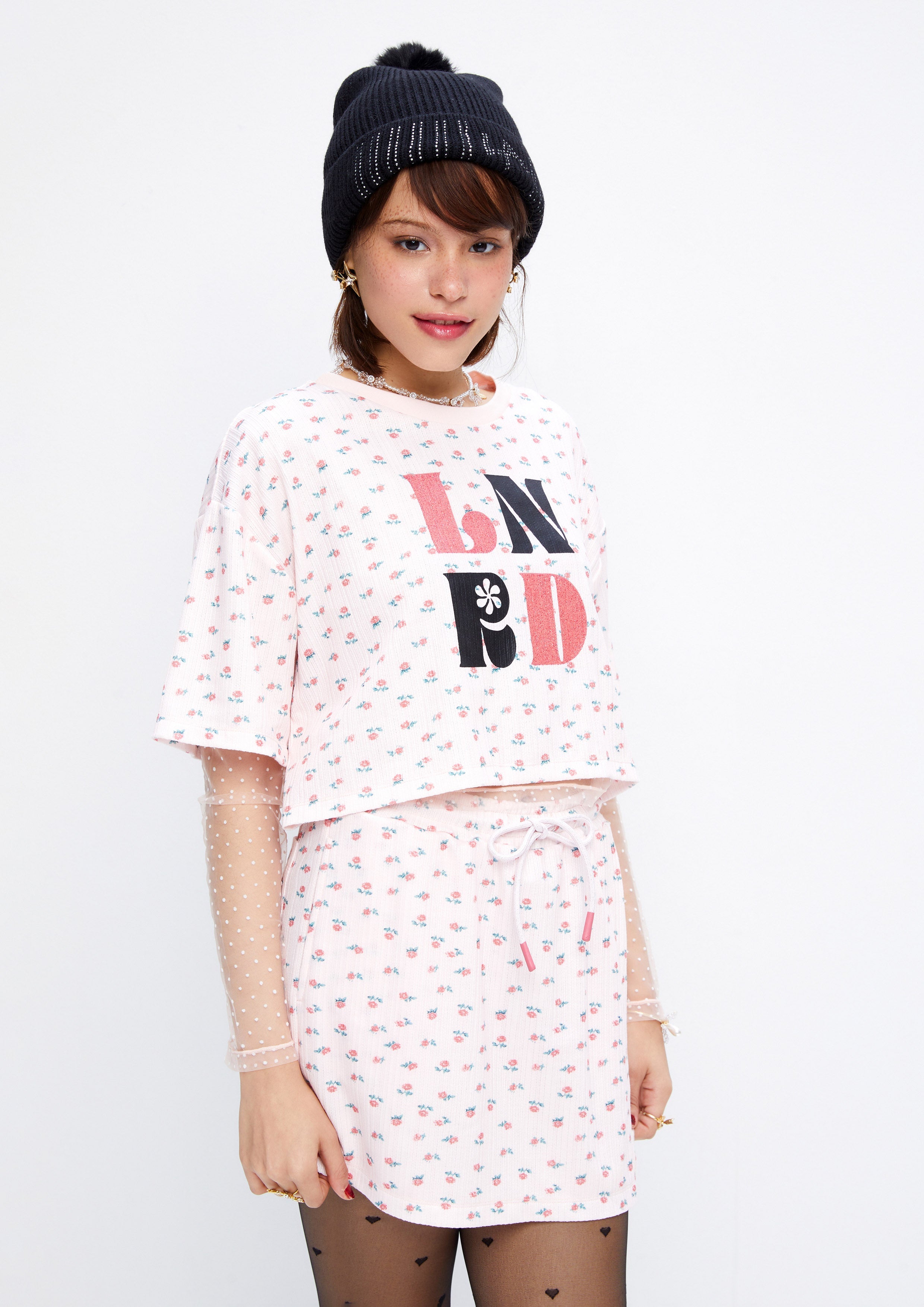 Floral Long Sheer Sleeve T-Shirt Retro Rewind Collection