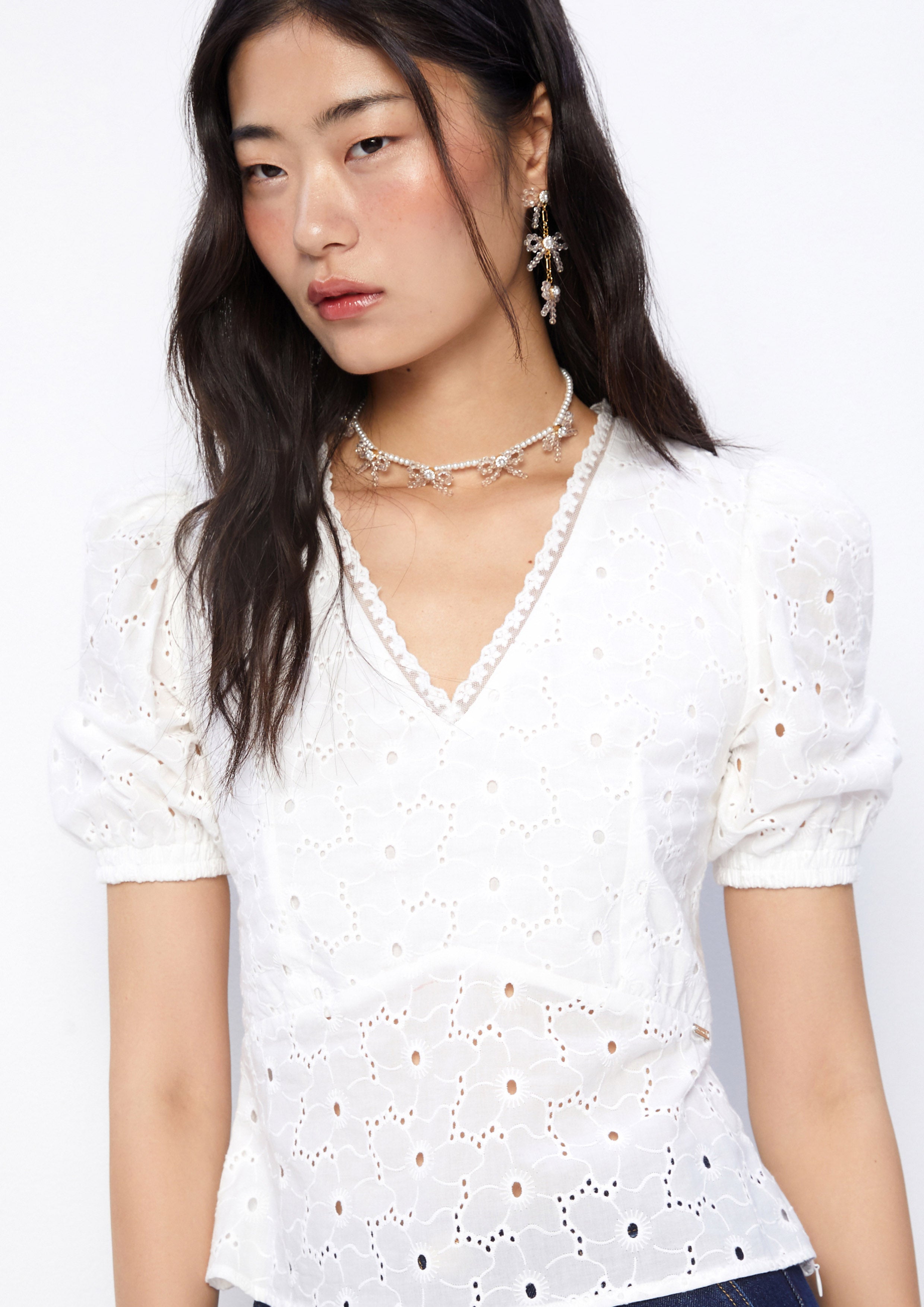 Broderie Puffed Short Sleeve Blouse Dreamweaver Troop Collection