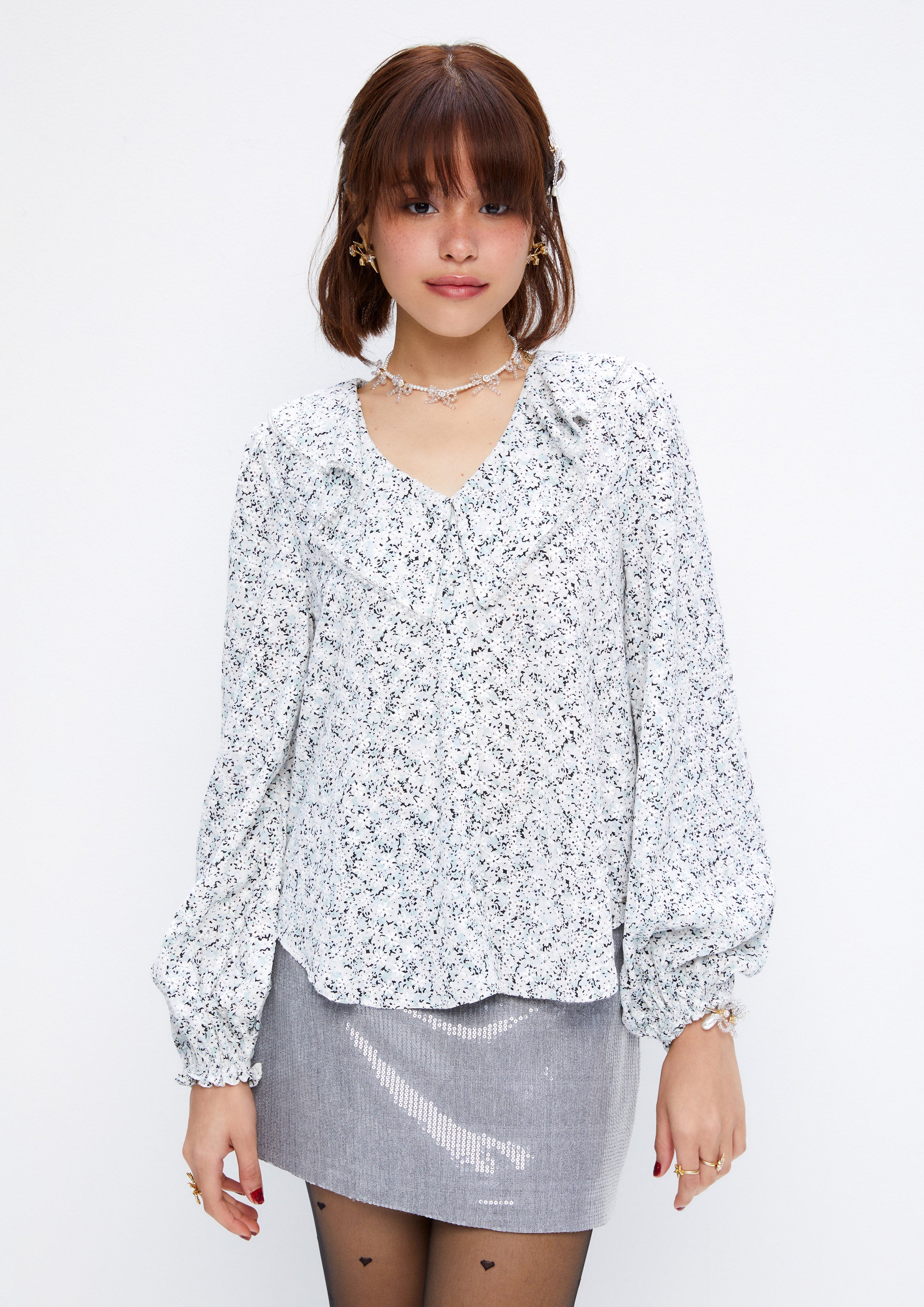 Floral Long Puffed Sleeve Blouse Dreamweaver Troop Collection