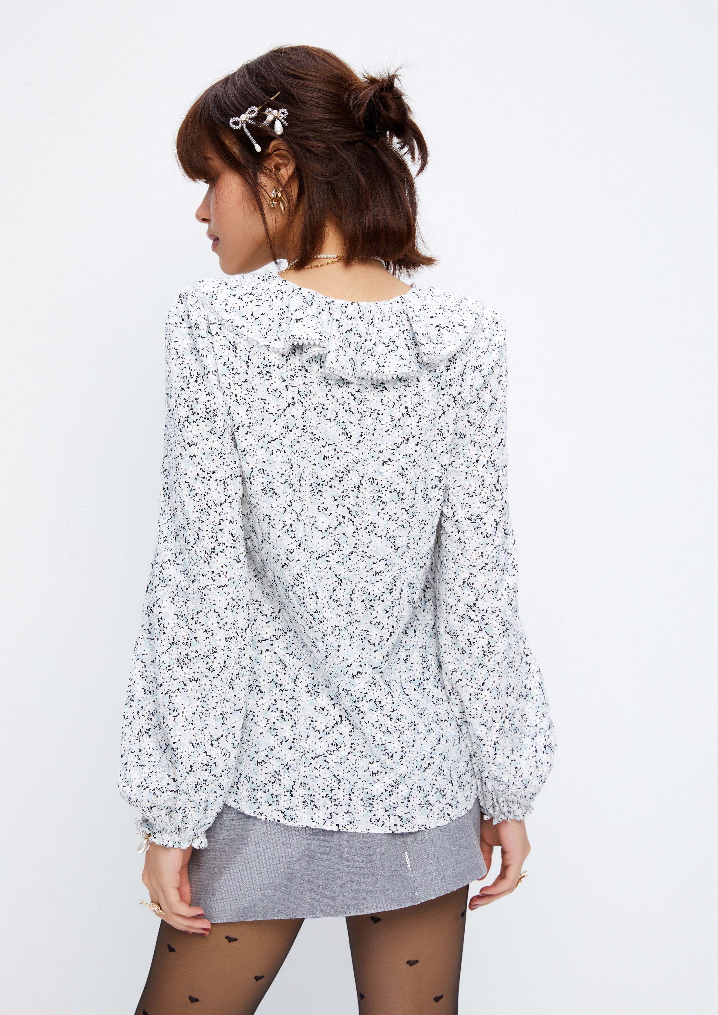 Floral Long Puffed Sleeve Blouse Dreamweaver Troop Collection