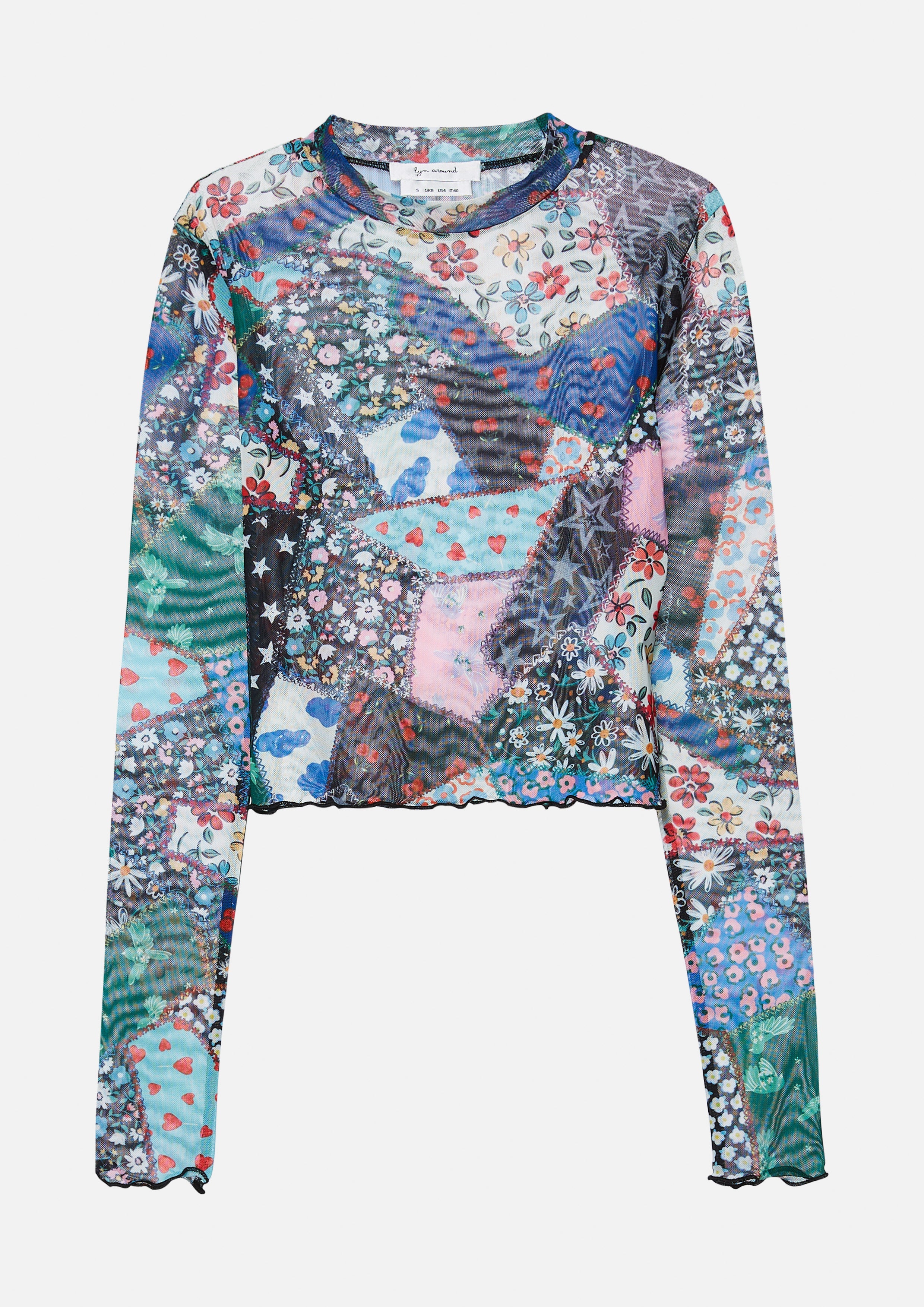 Patchwork Sheer Mesh Long Sleeve Top Dreamweaver Troop Collection