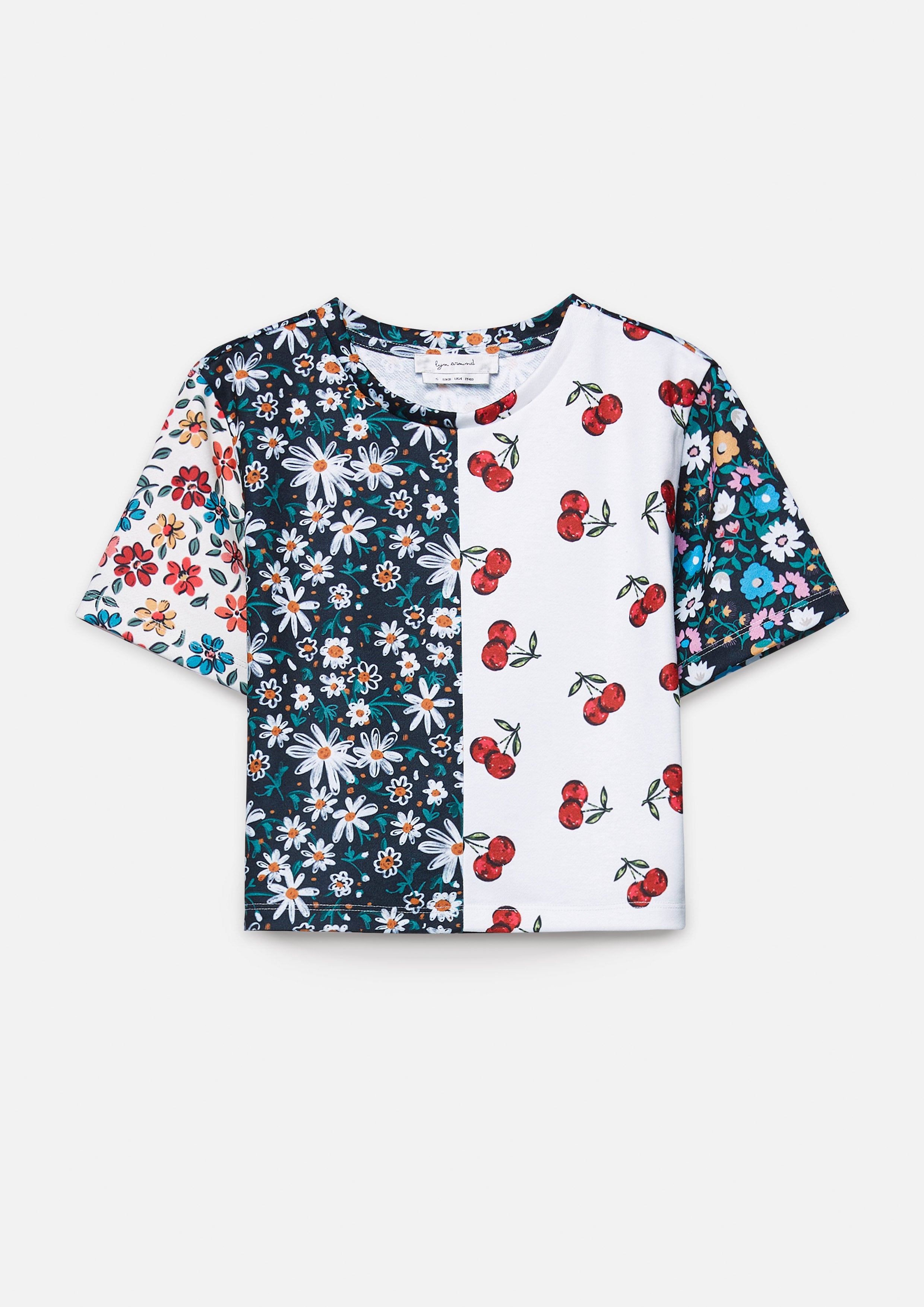 Floral Color Block Printed Cropped T-Shirt Retro Rewind Collection