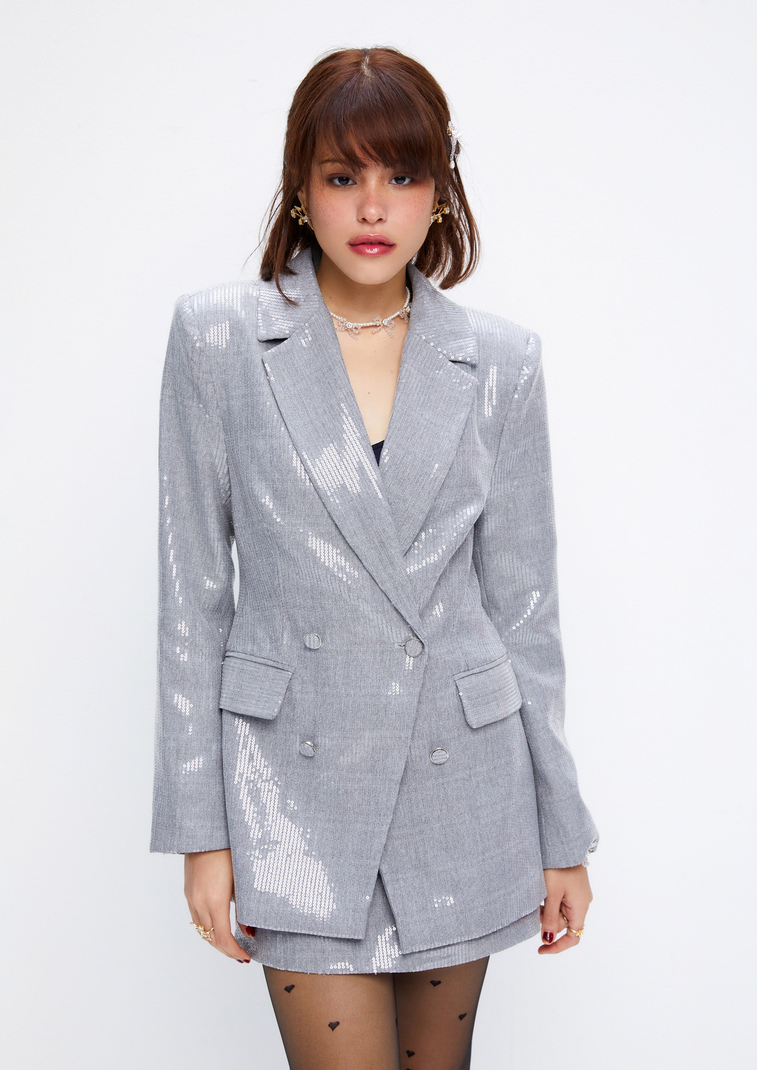 Sequined Fitted Blazer The Art and Craft Club Collection