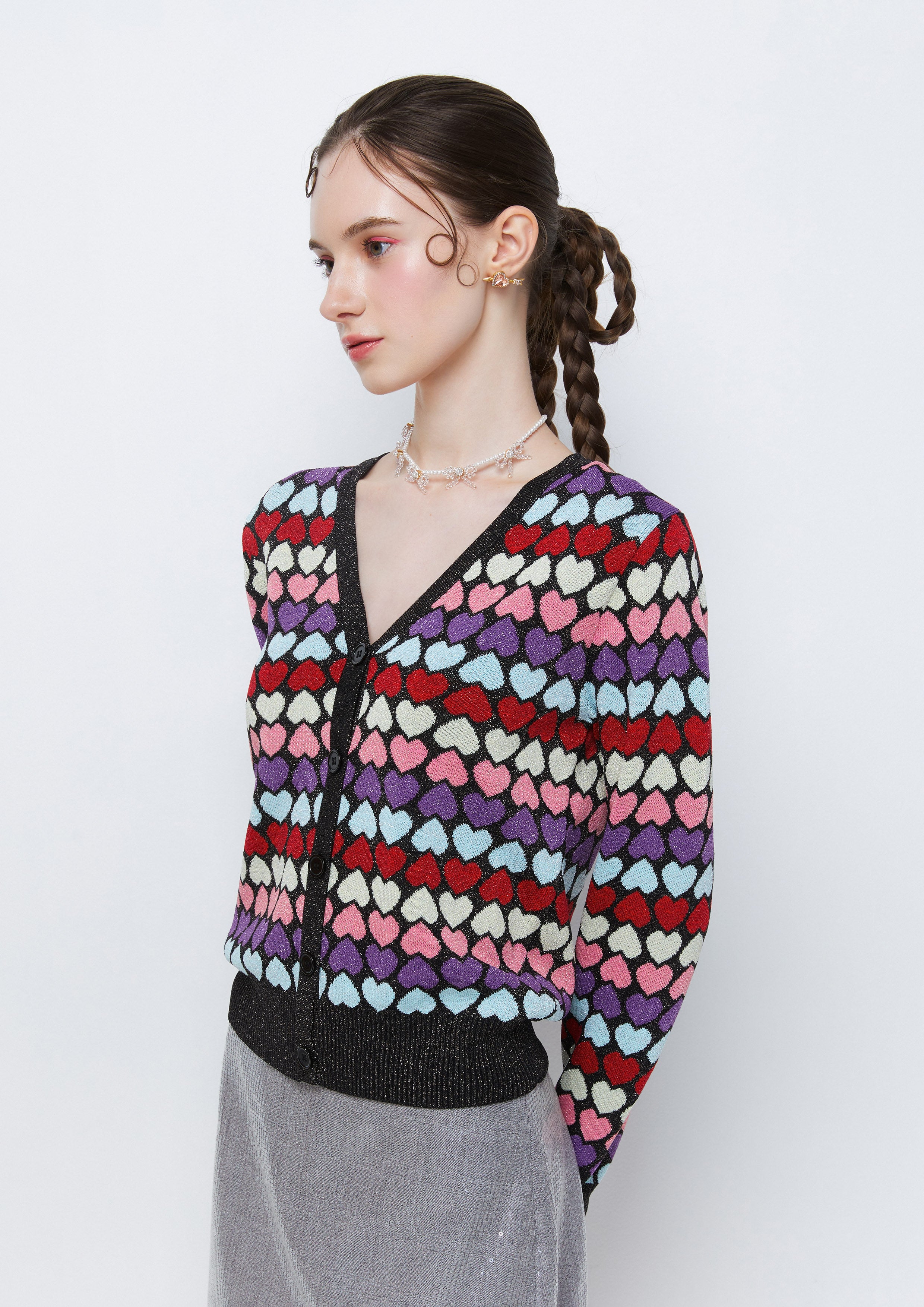 Heart Striped Cropped Cardigan Dazzle Diaries Collection