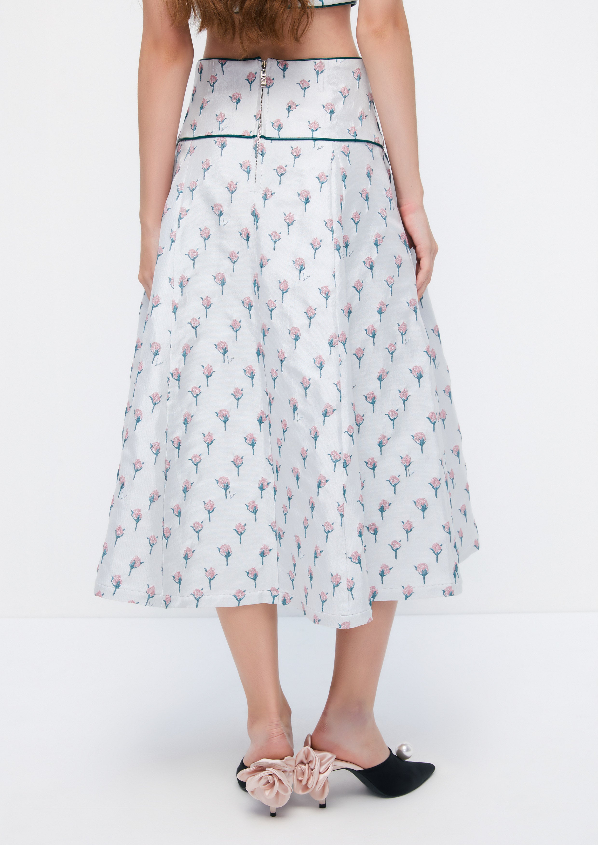 Rose Monogram Flare Midi Skirt The Activist Collection