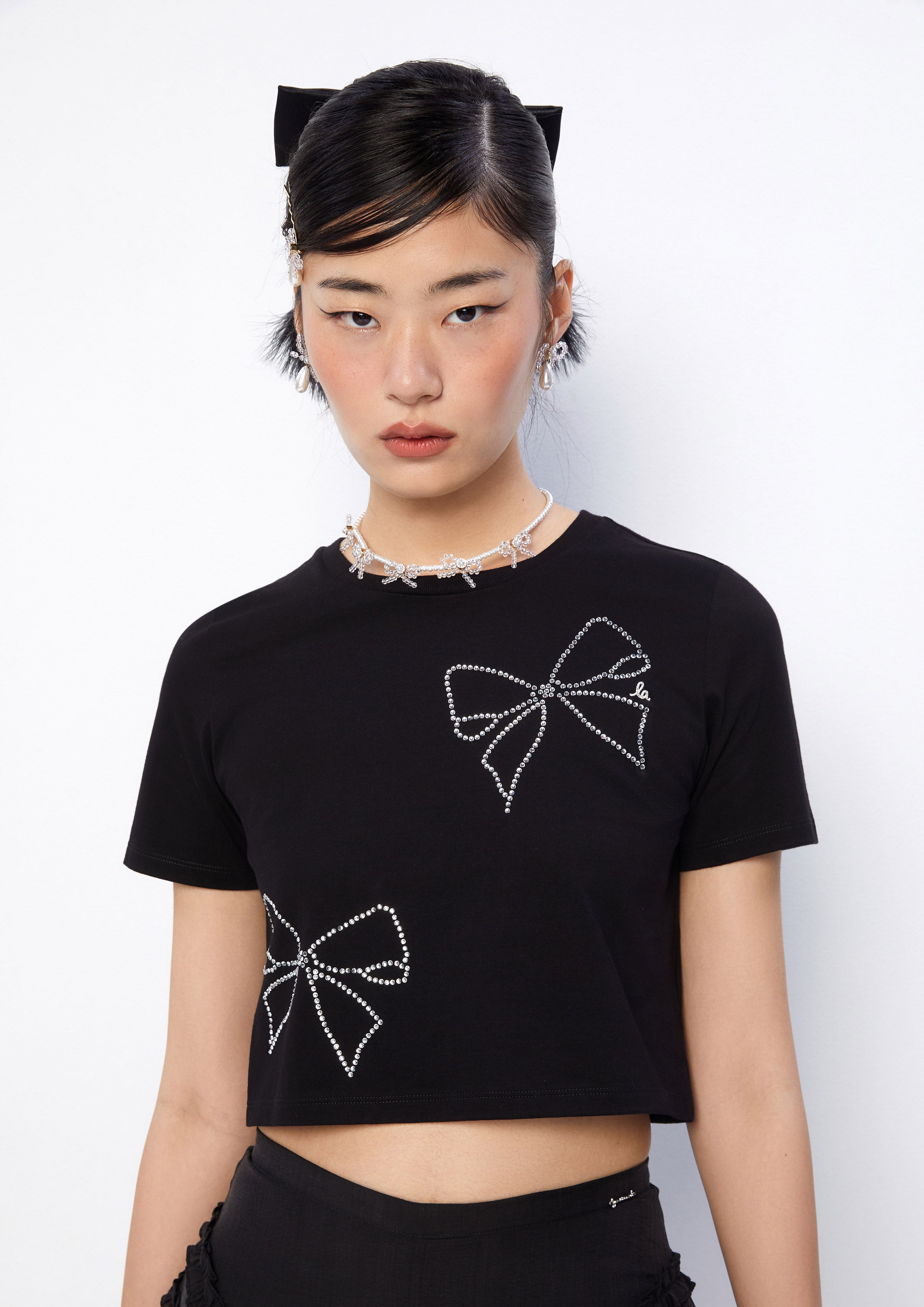 Crystal Bow Cropped T-Shirt Retro Rewind Collection