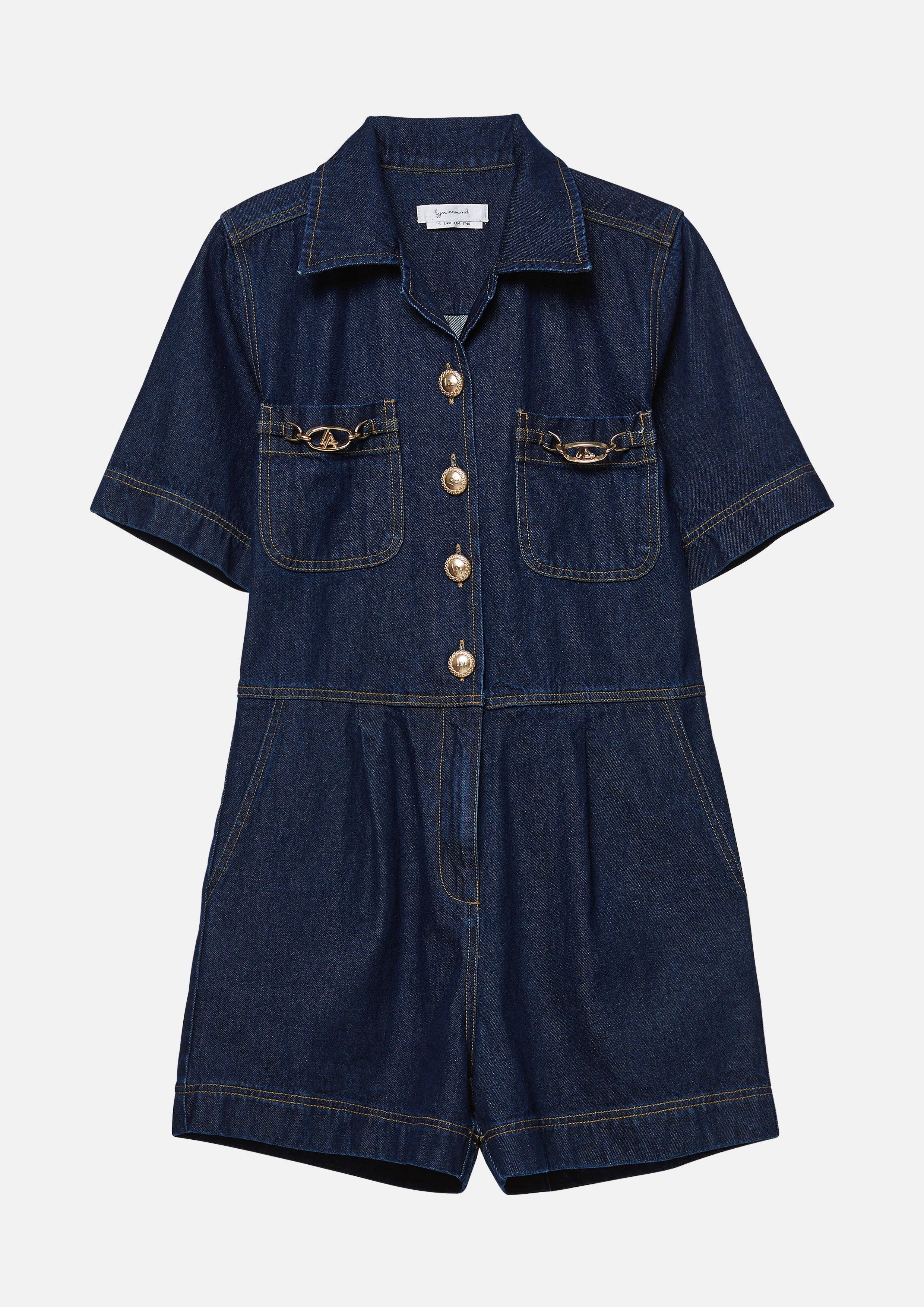 Chain Embellished Denim Romper The class of 2002 Collection