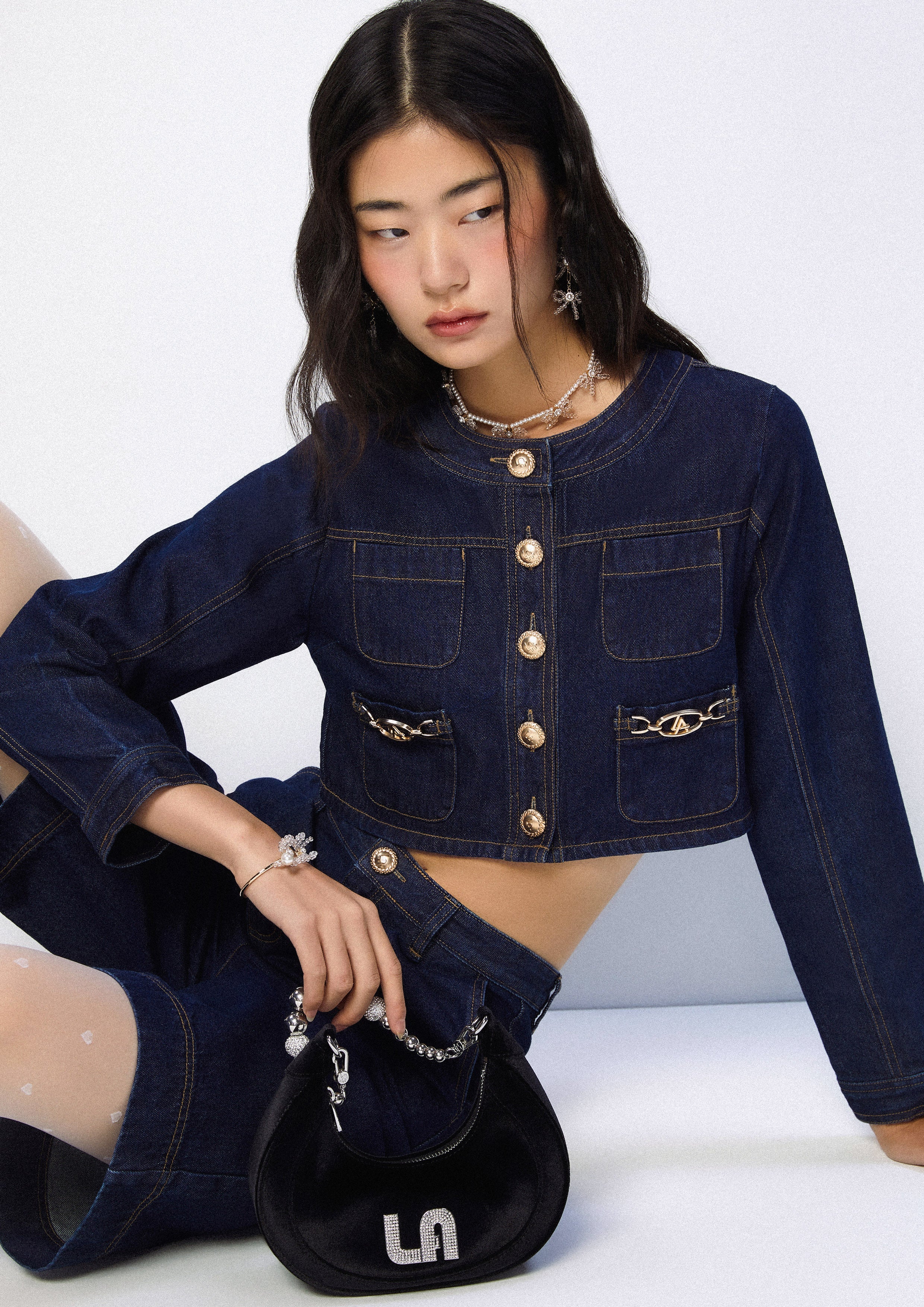 Chain Cropped Denim Jacket The class of 2002 Collection