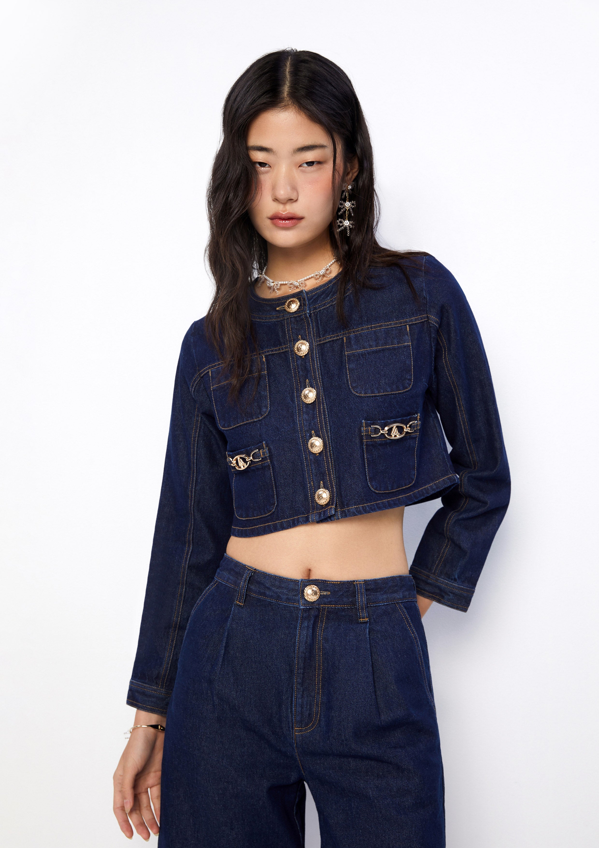 Chain Cropped Denim Jacket The class of 2002 Collection