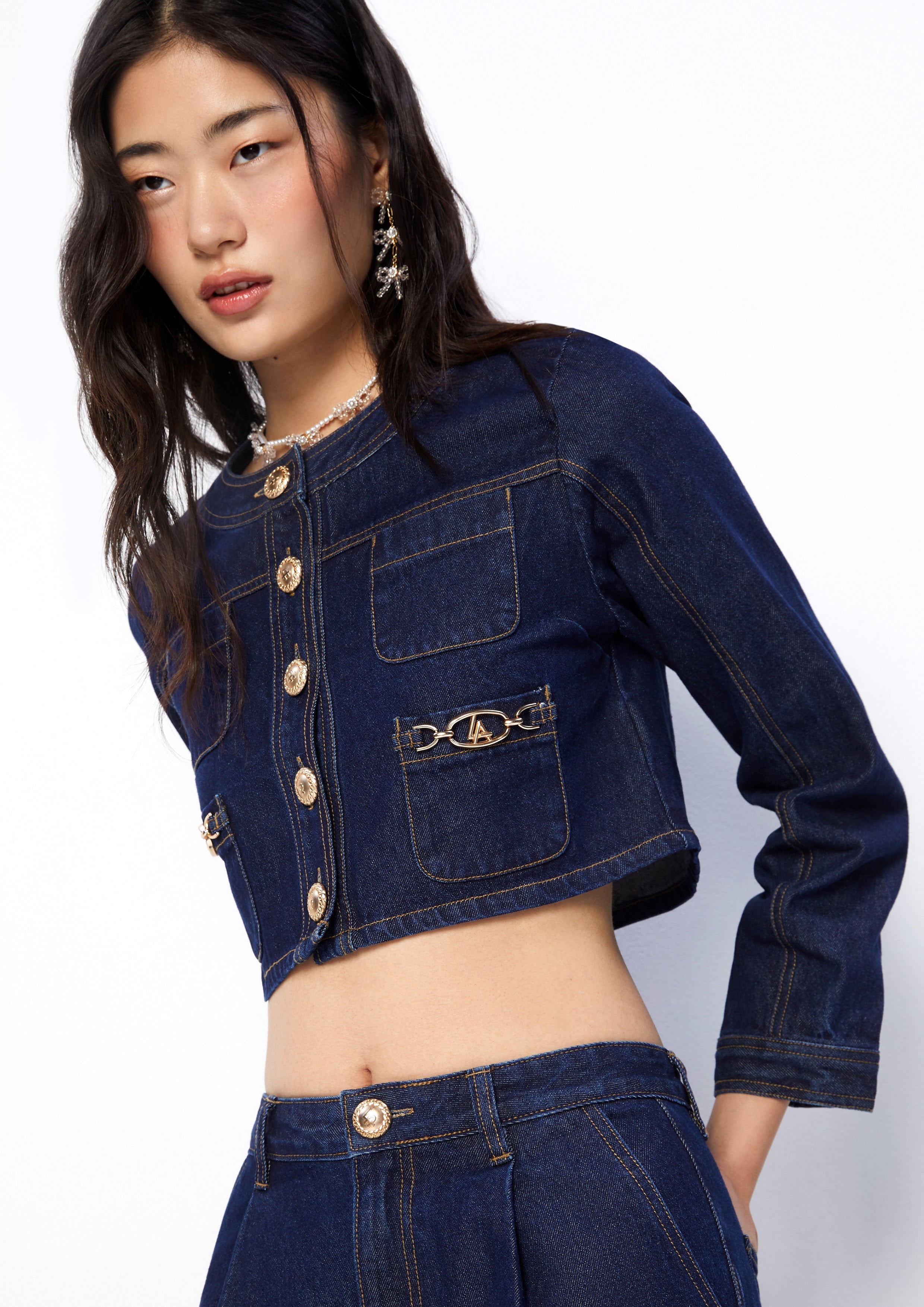 Chain Cropped Denim Jacket The class of 2002 Collection