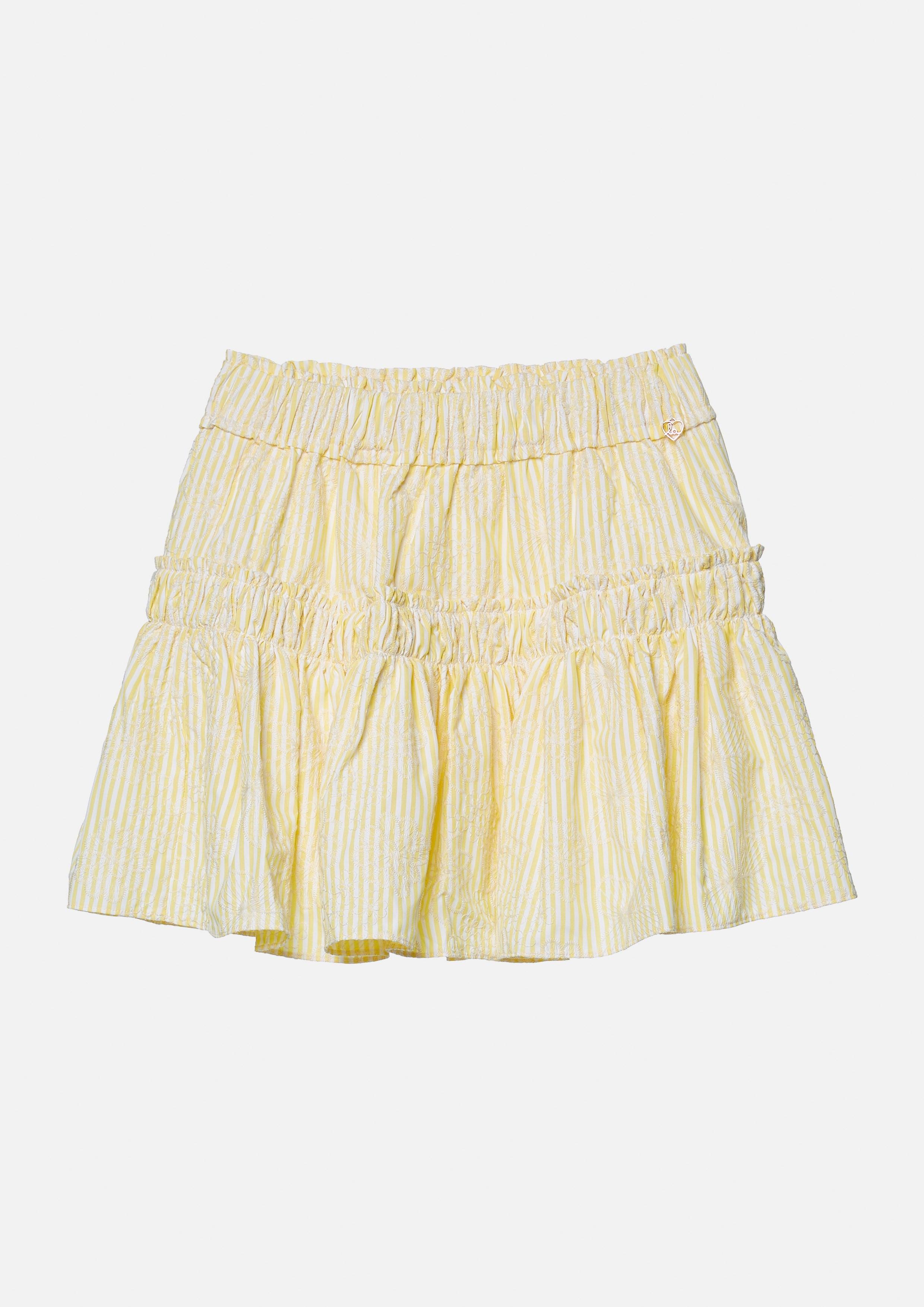 Lost in Museum Flower Time Mini Striped Ruffle Skirt Yellow