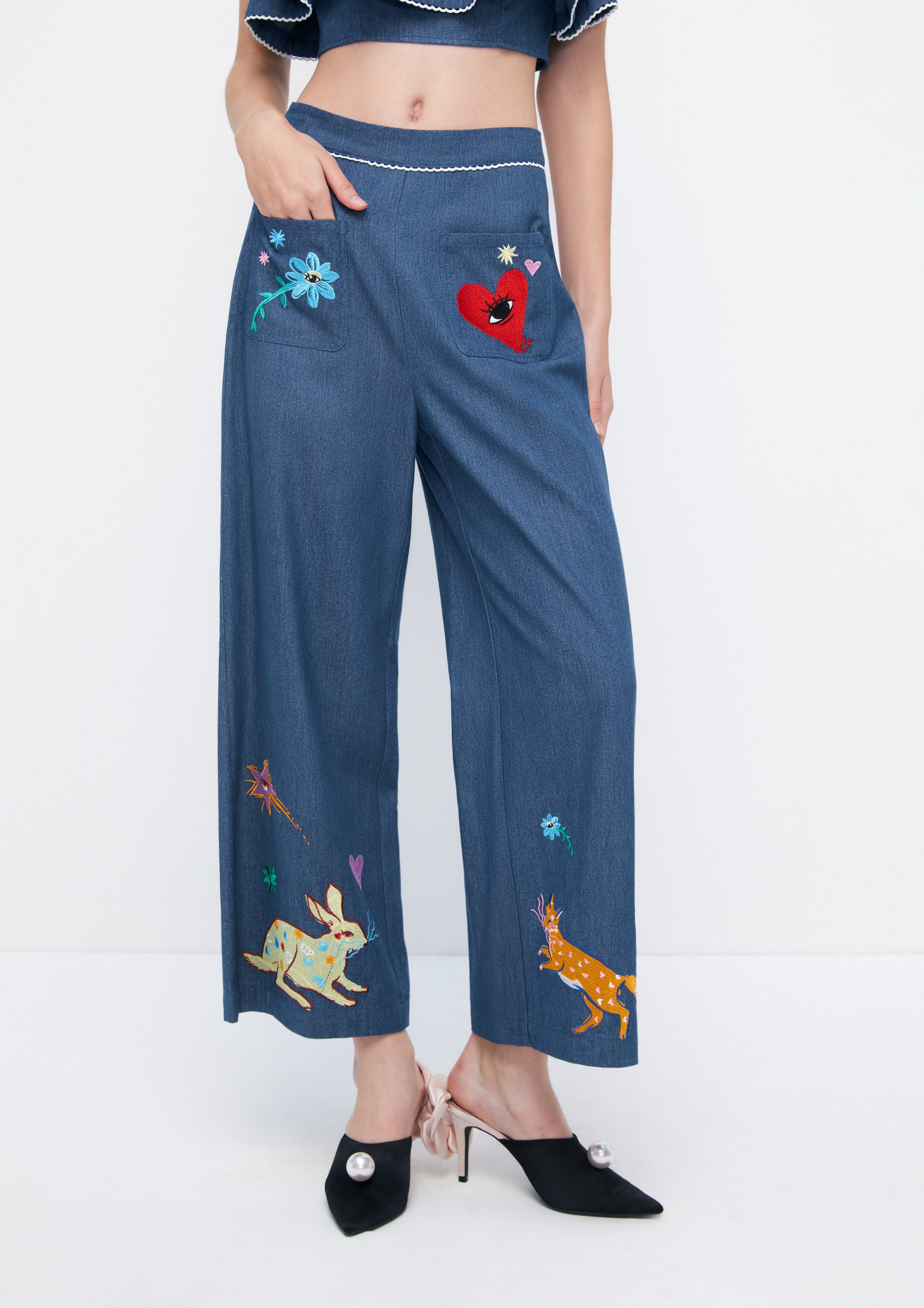 Cosmic Fantasy Wide Leg Denim Jeans Retro Rewind Collection