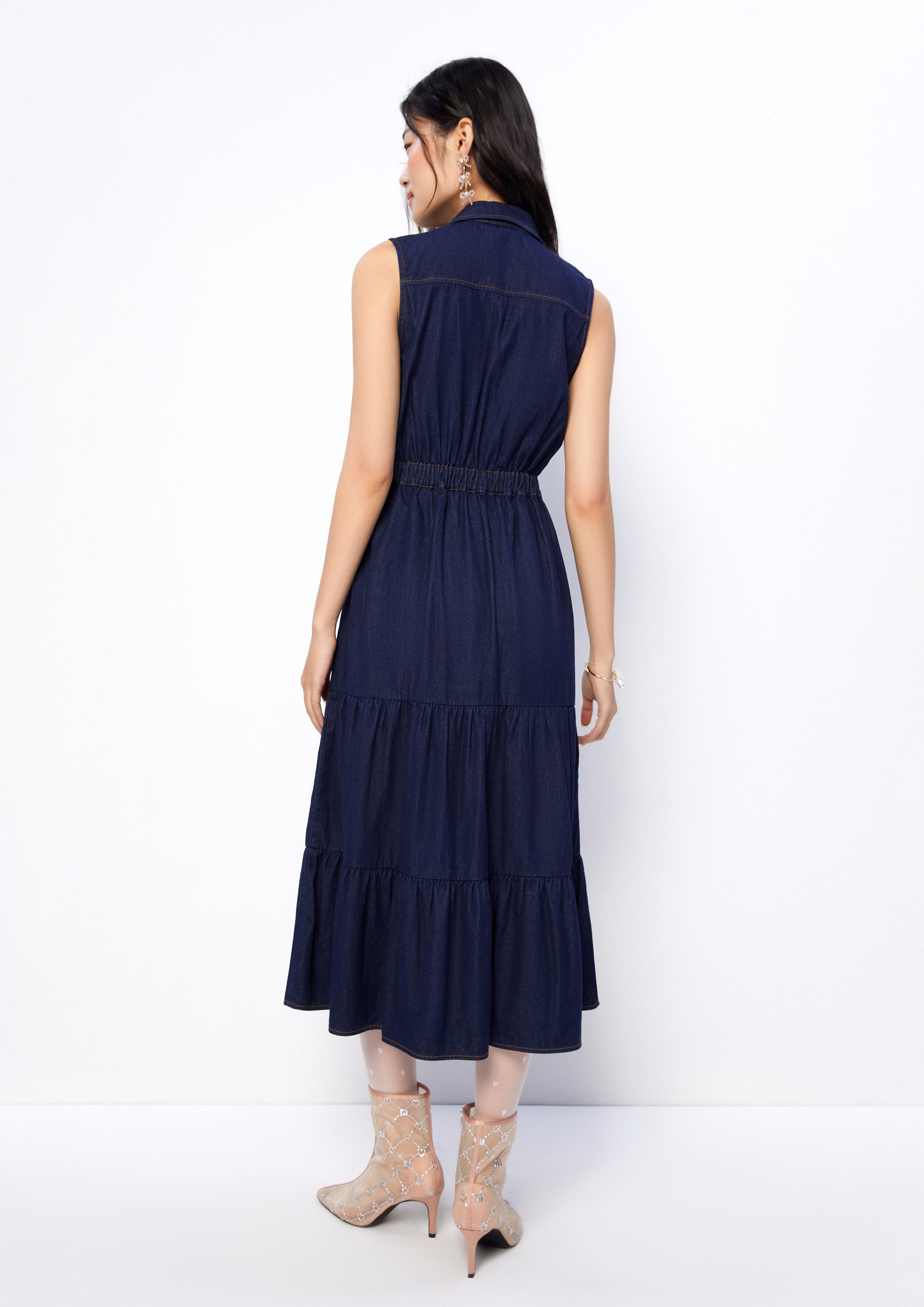 Sleeveless Midi Denim Dress Retro Rewind Collection