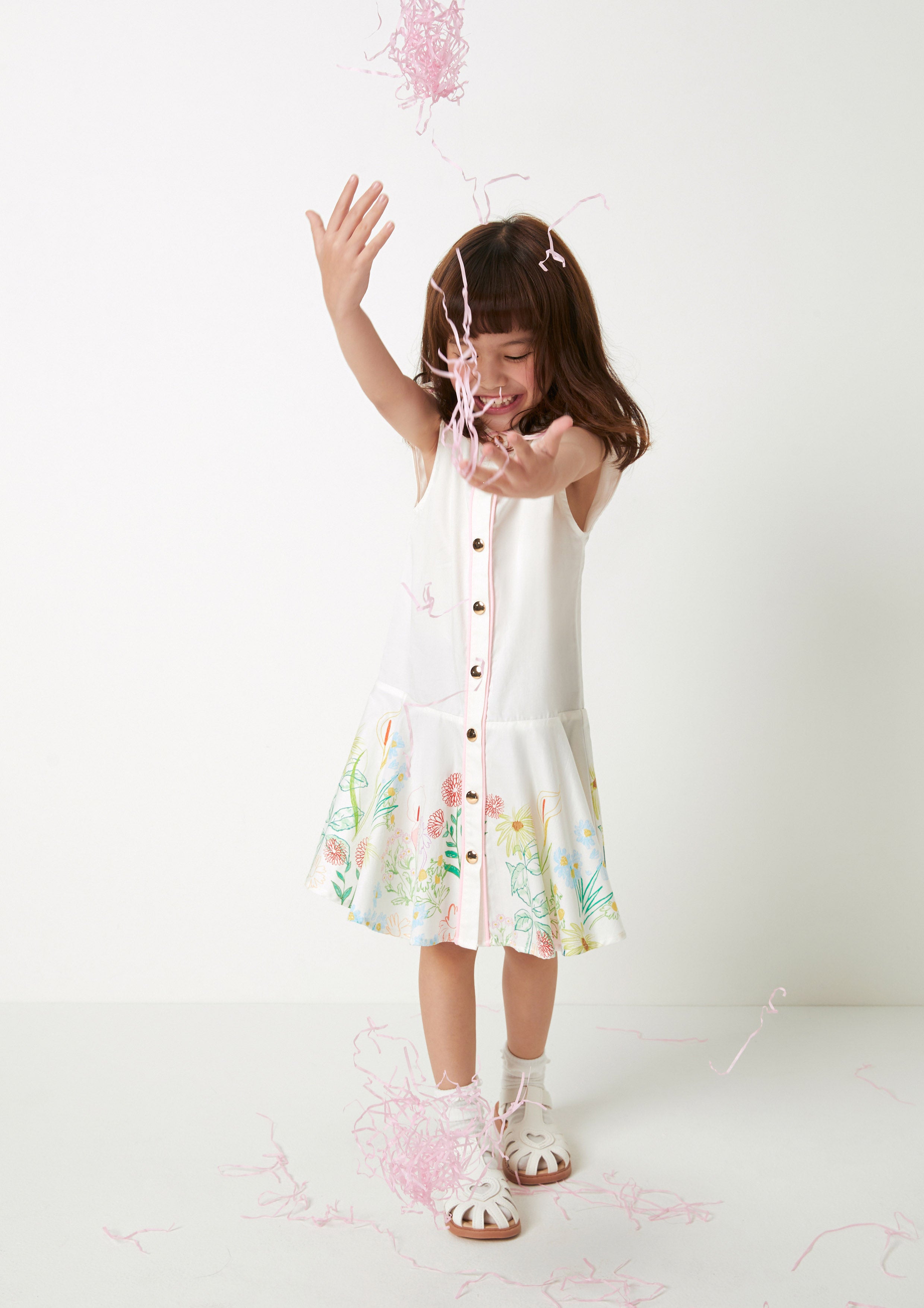 Floral Sleeveless Dress For Girls Flower Field