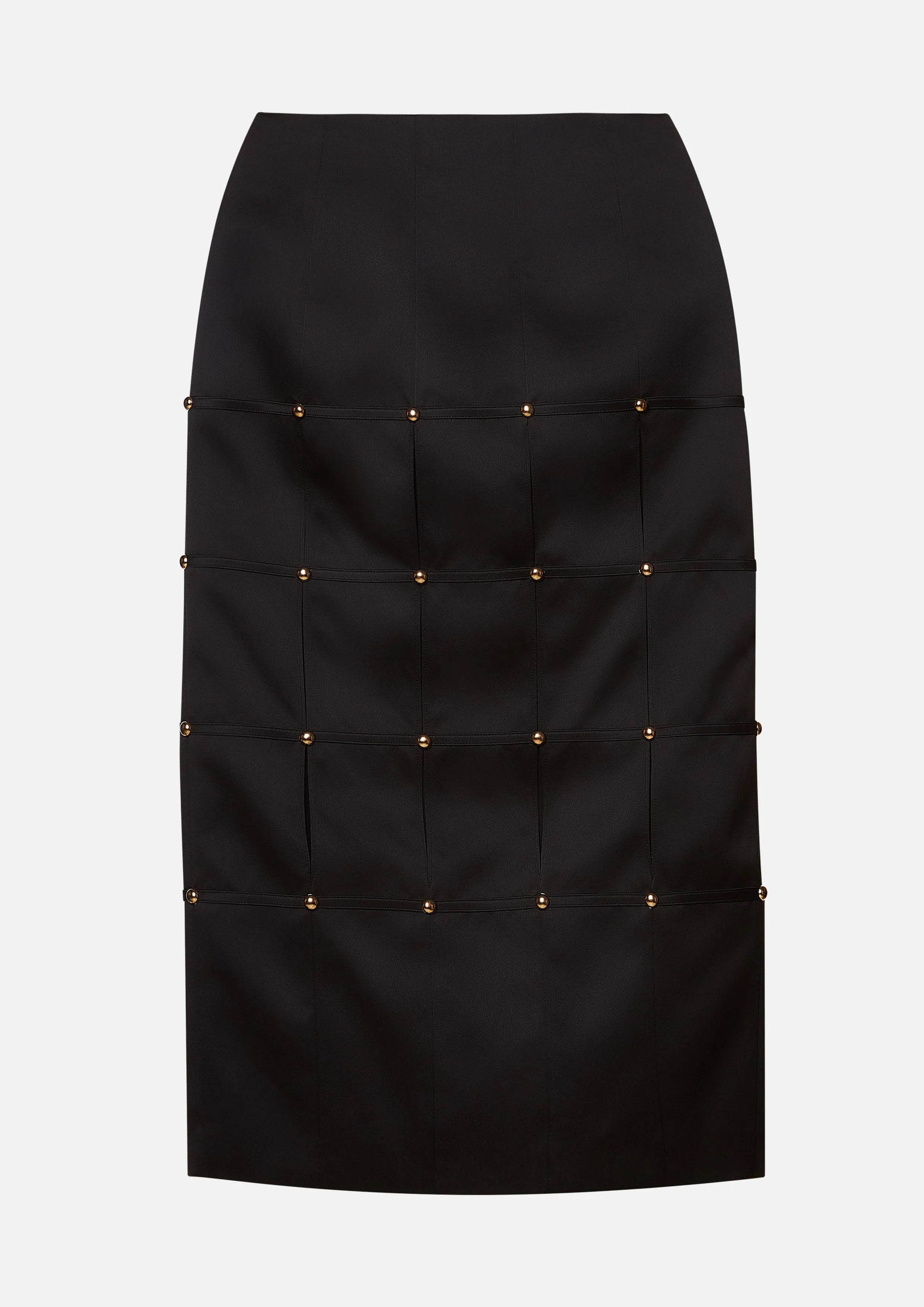 Metallic Studs Pleated Midi Pencil Skirt