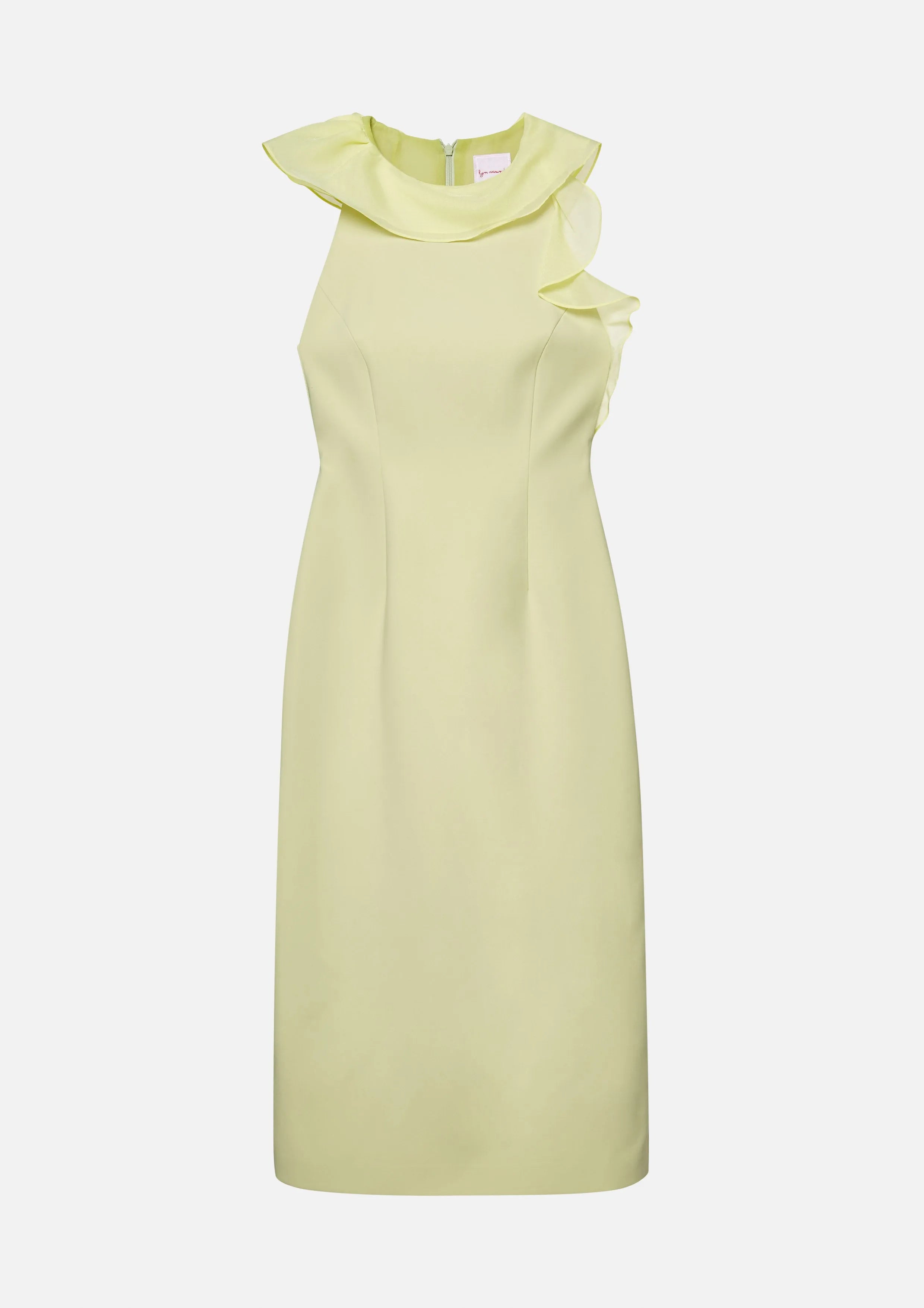 Lemon Frost Ruffle Midi Dress