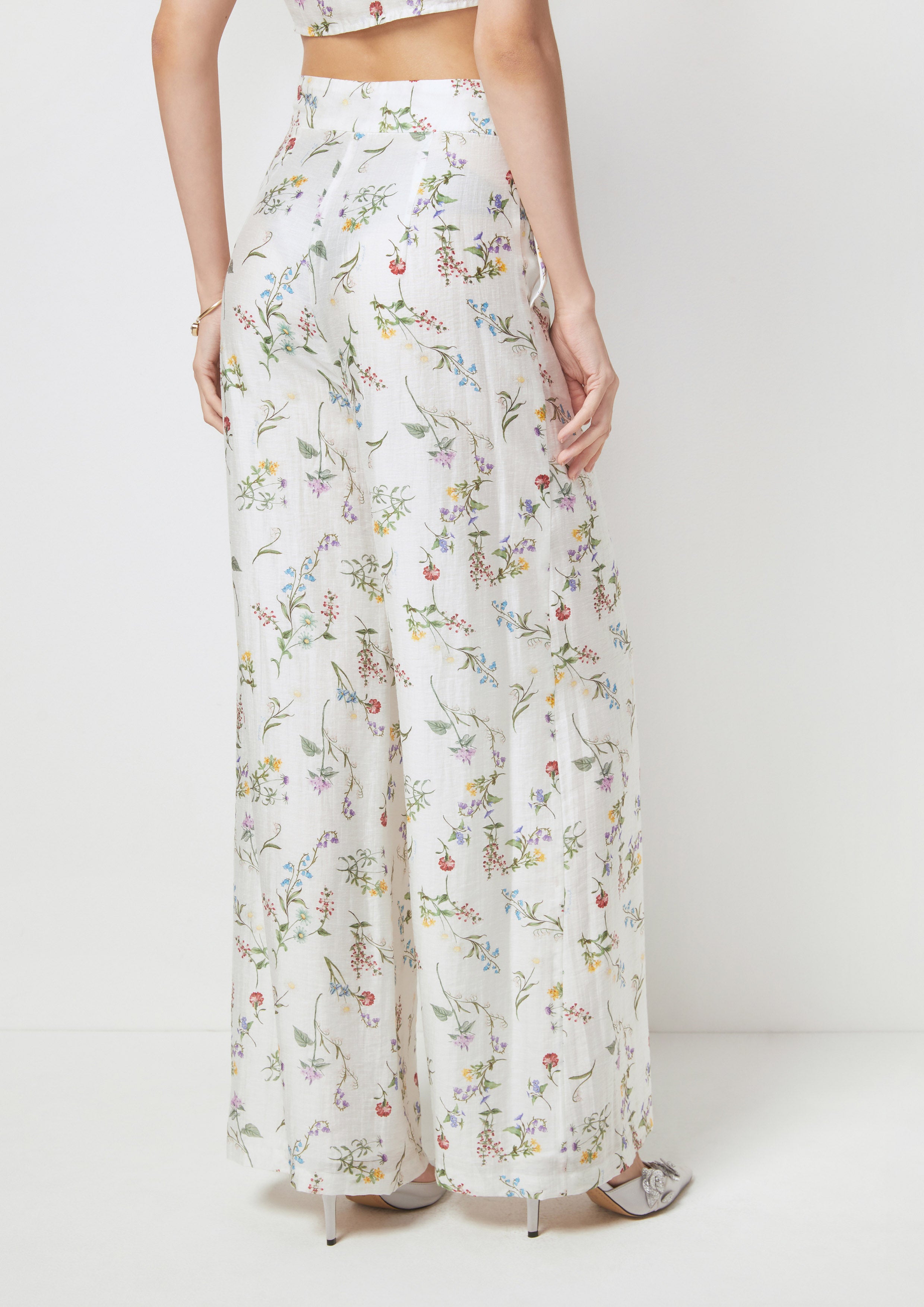 Floral Wide-Leg Pants Posy Bouquet