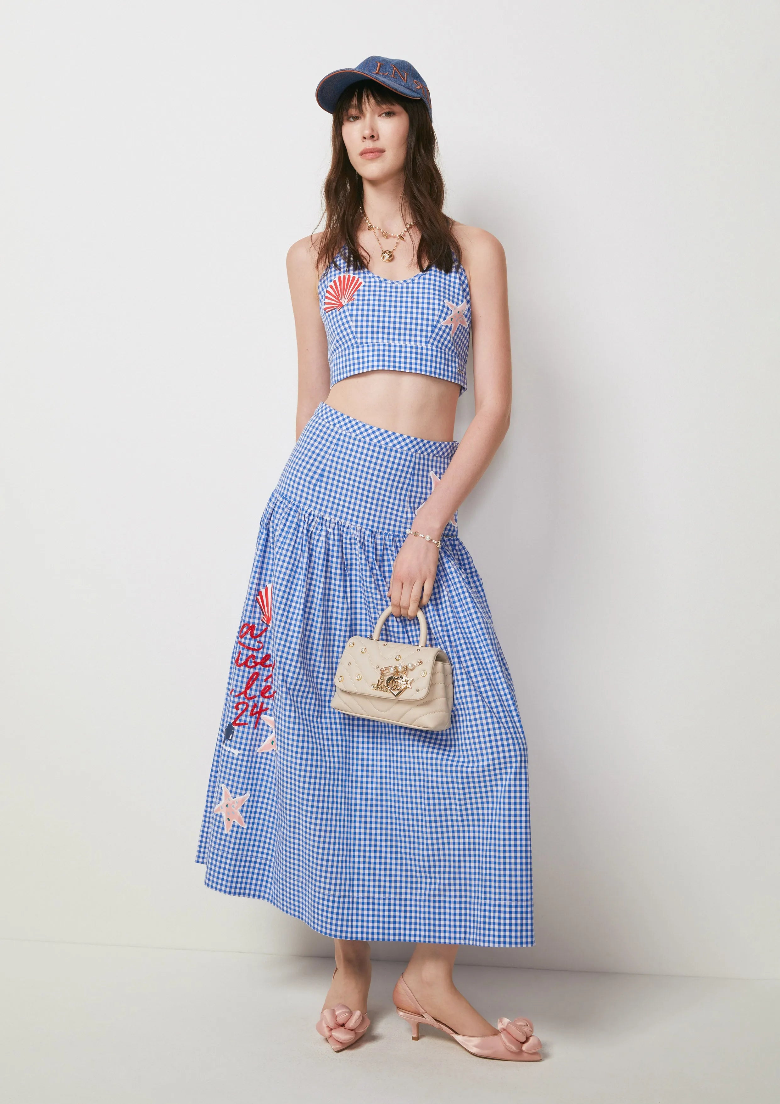 Maritime Gingham Midi Skirt The Secret Place