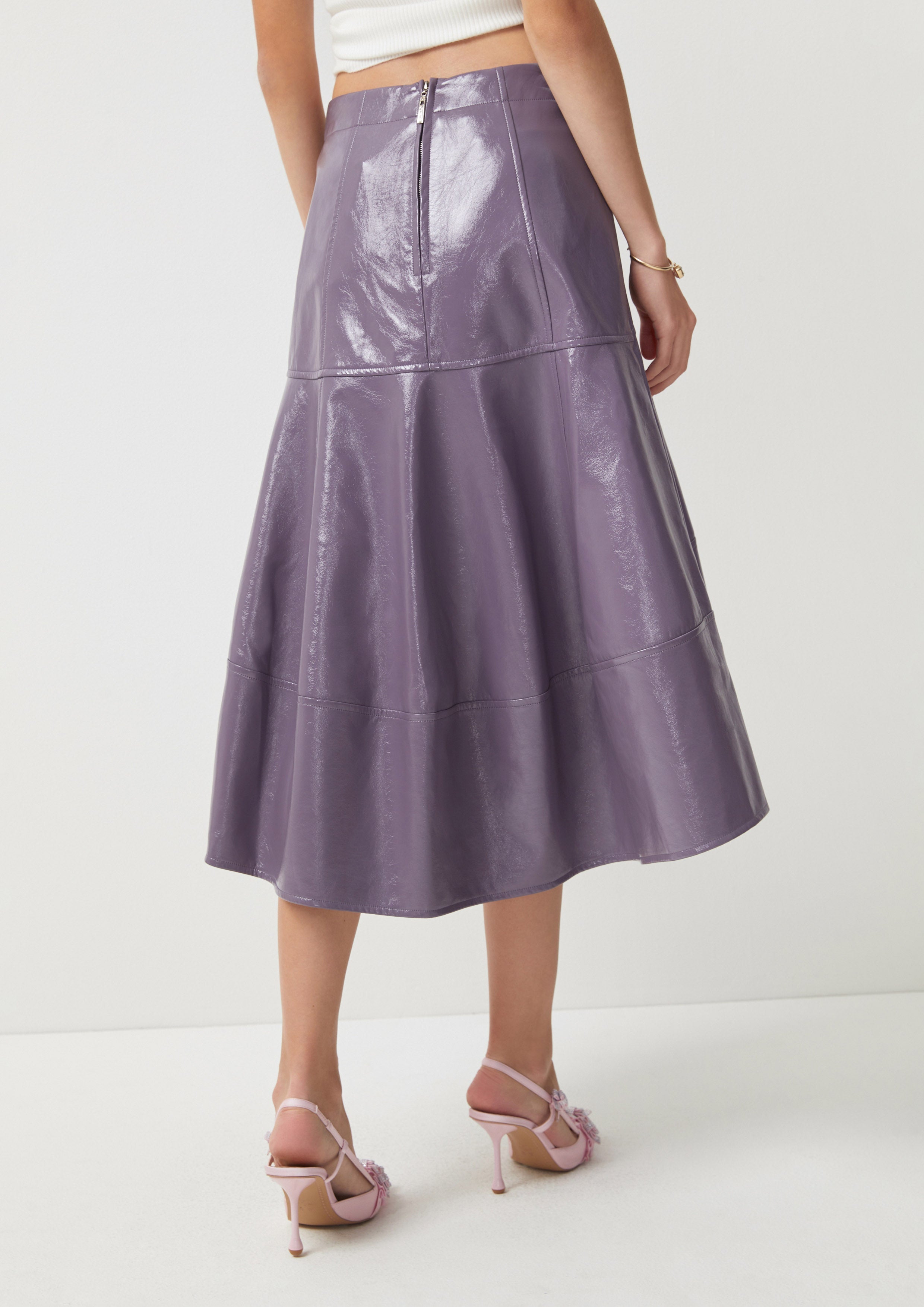 Metallic Asymmetric Midi Skirt Rustic Haven