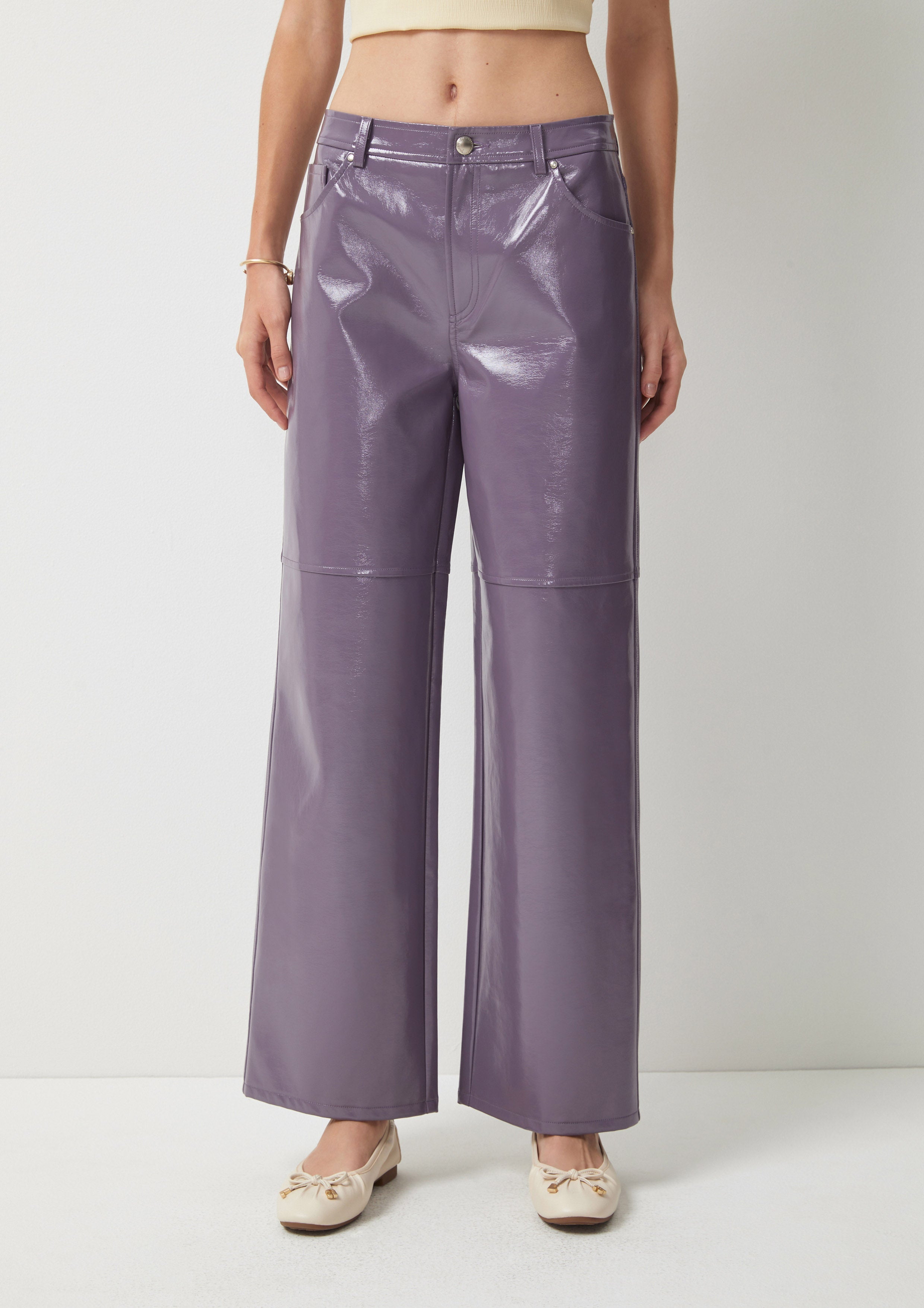 Metallic Wide-Leg Pants Rustic Haven