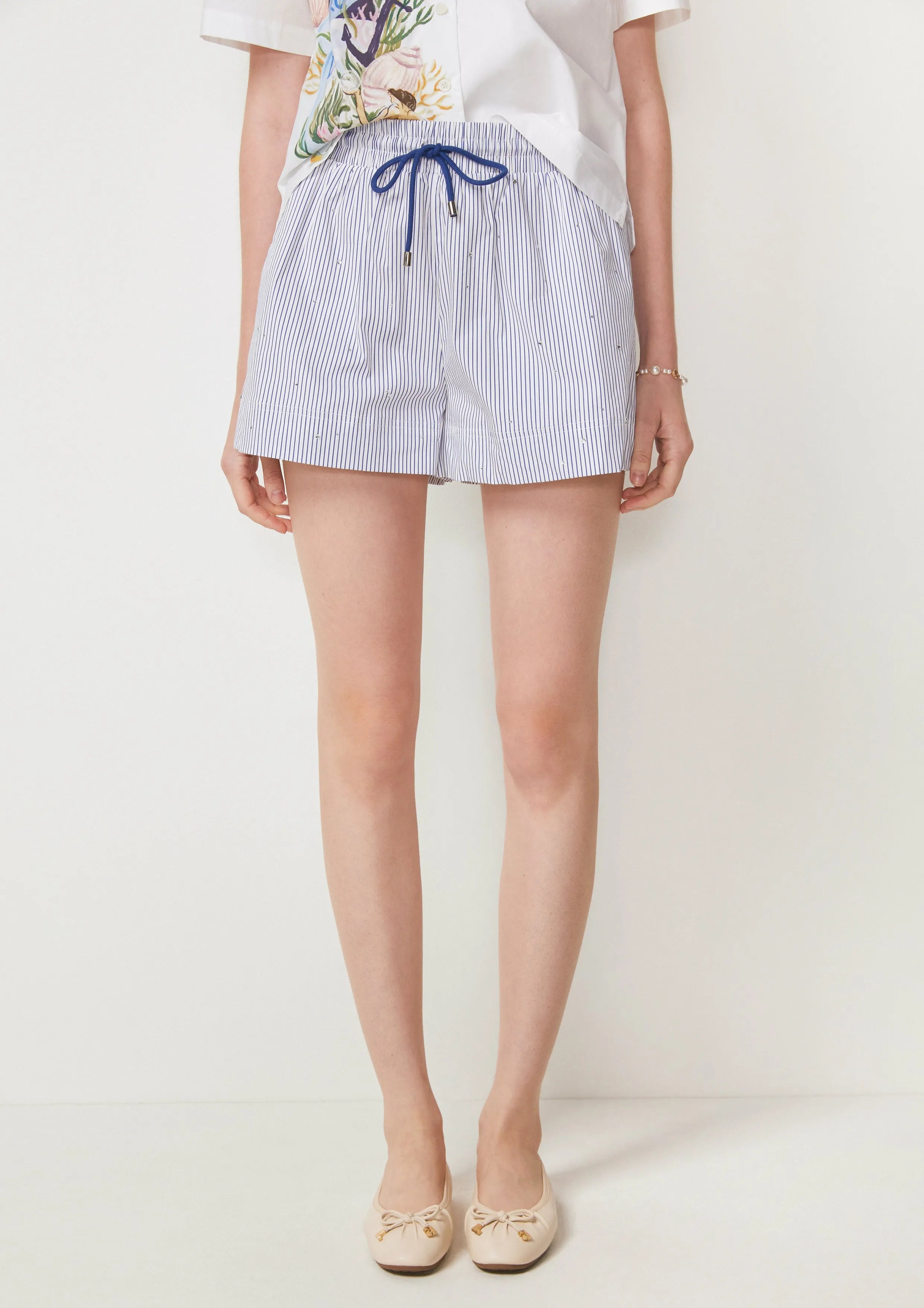 Crystal Striped Relax-Fit Shorts La La Land