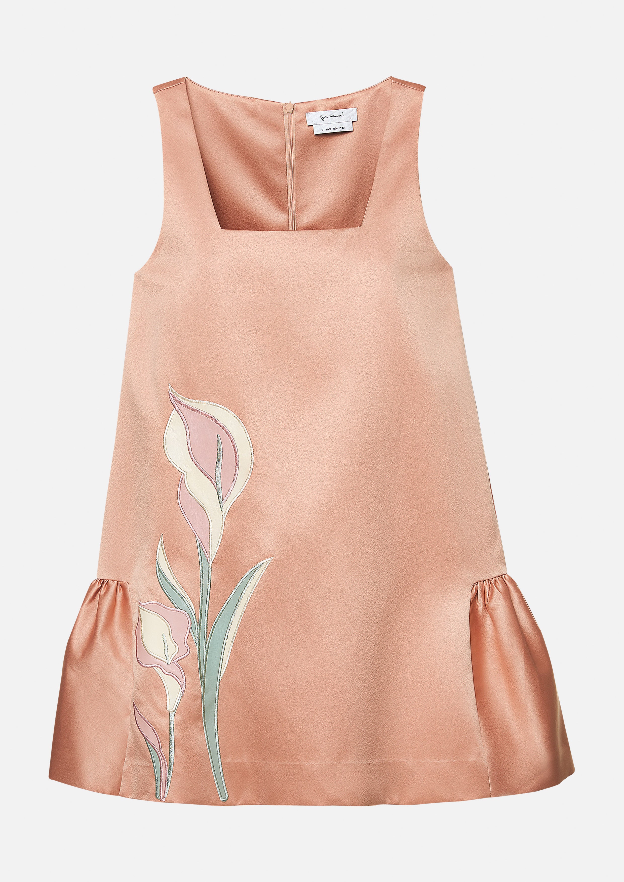 Square-Neck Calla Lily Mini Dress Petals Galore