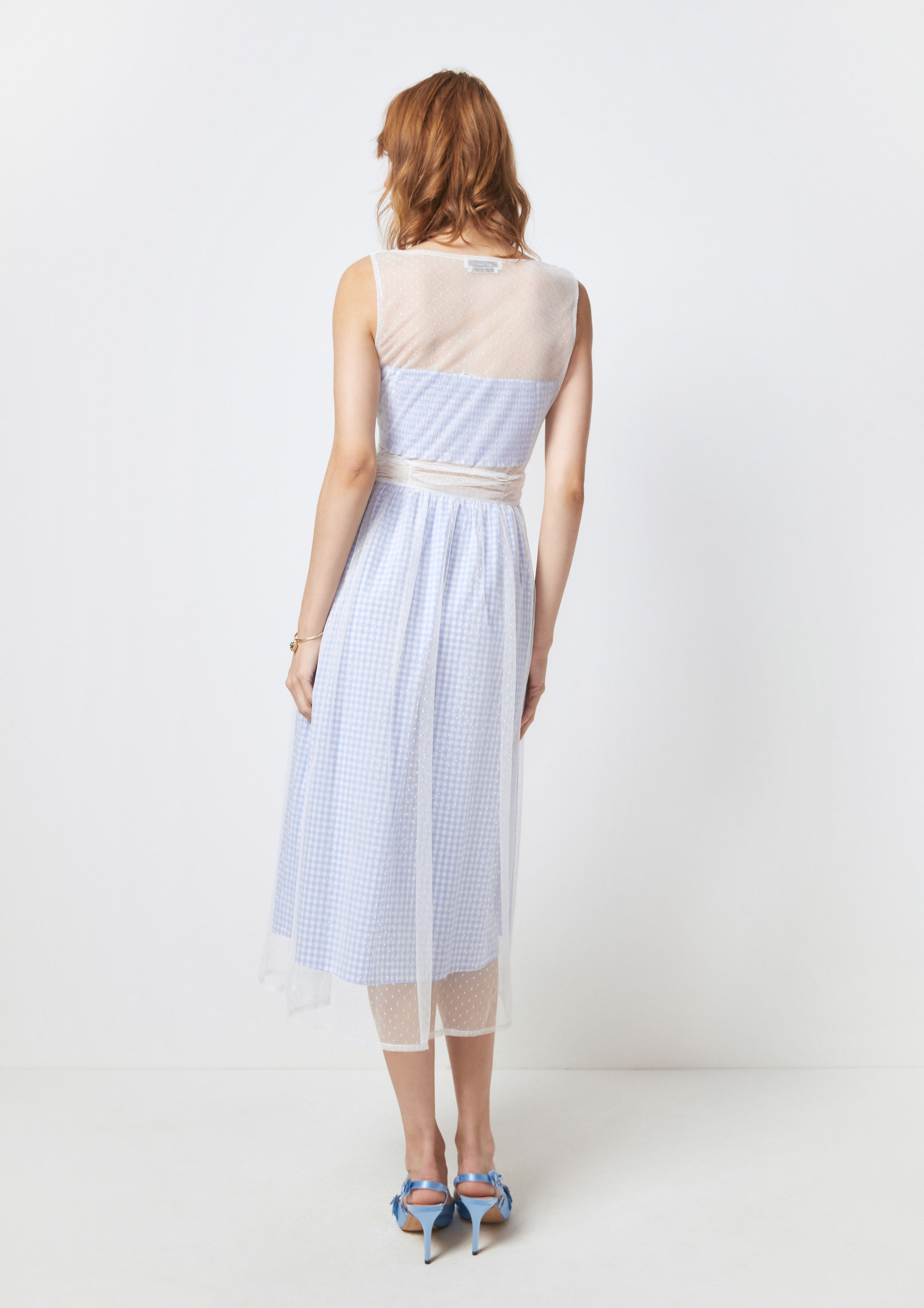 Gingham Embroidered Midi Dress Petals Galore