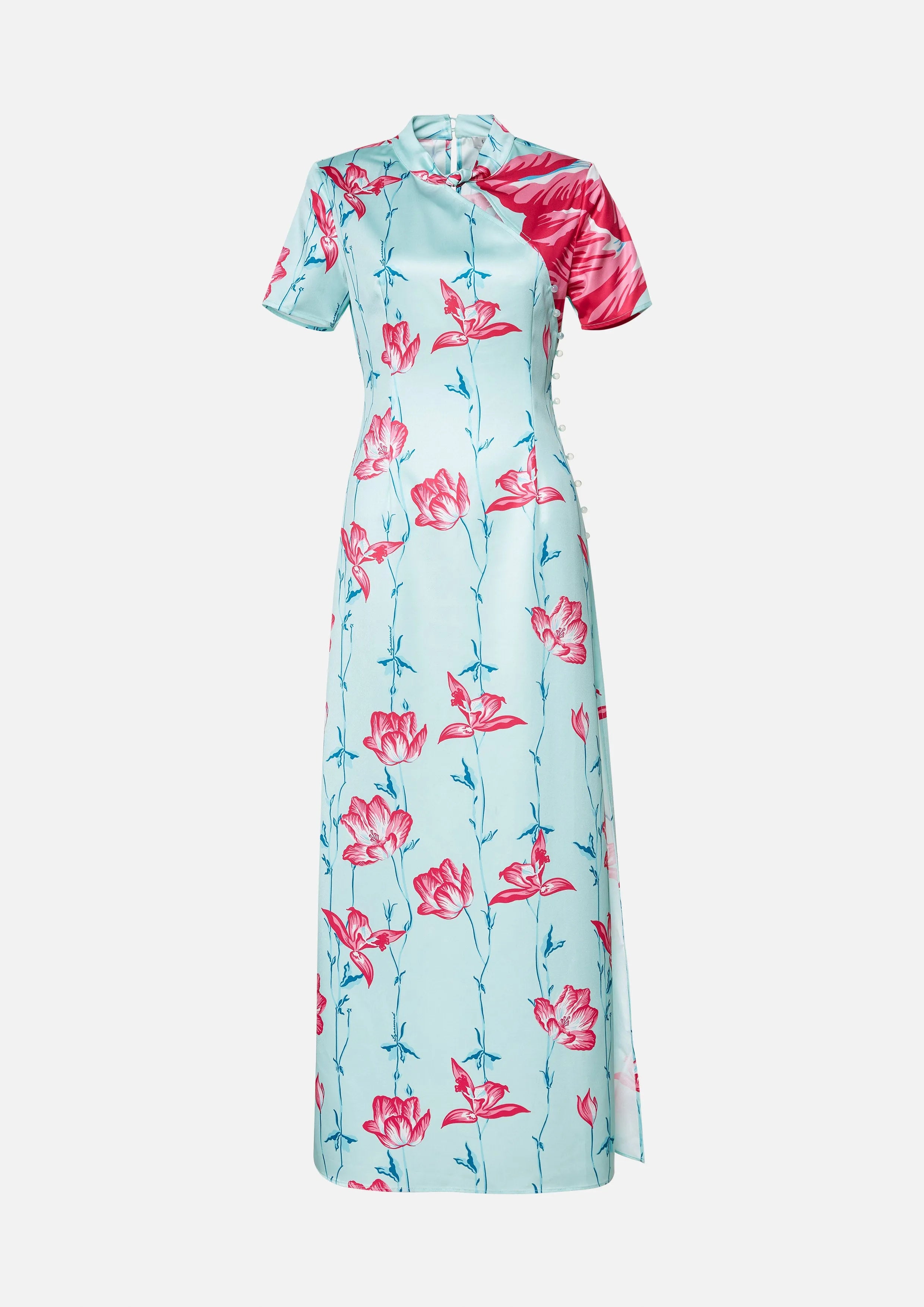 Floral Maxi Cheongsam Dress Symphony of Petals