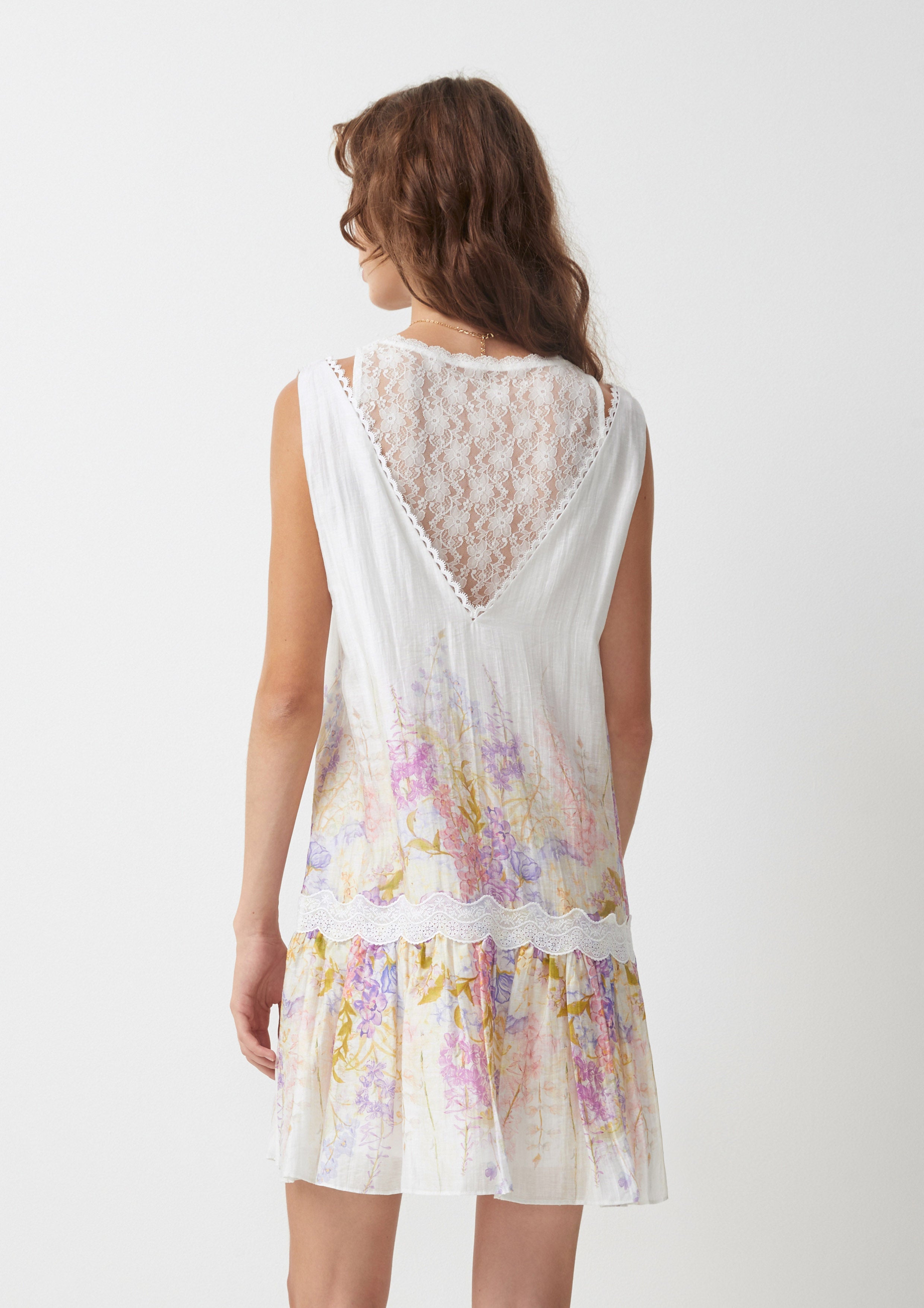 Floral Lace Sleeveless Mini Dress Dew-kissed Meadows