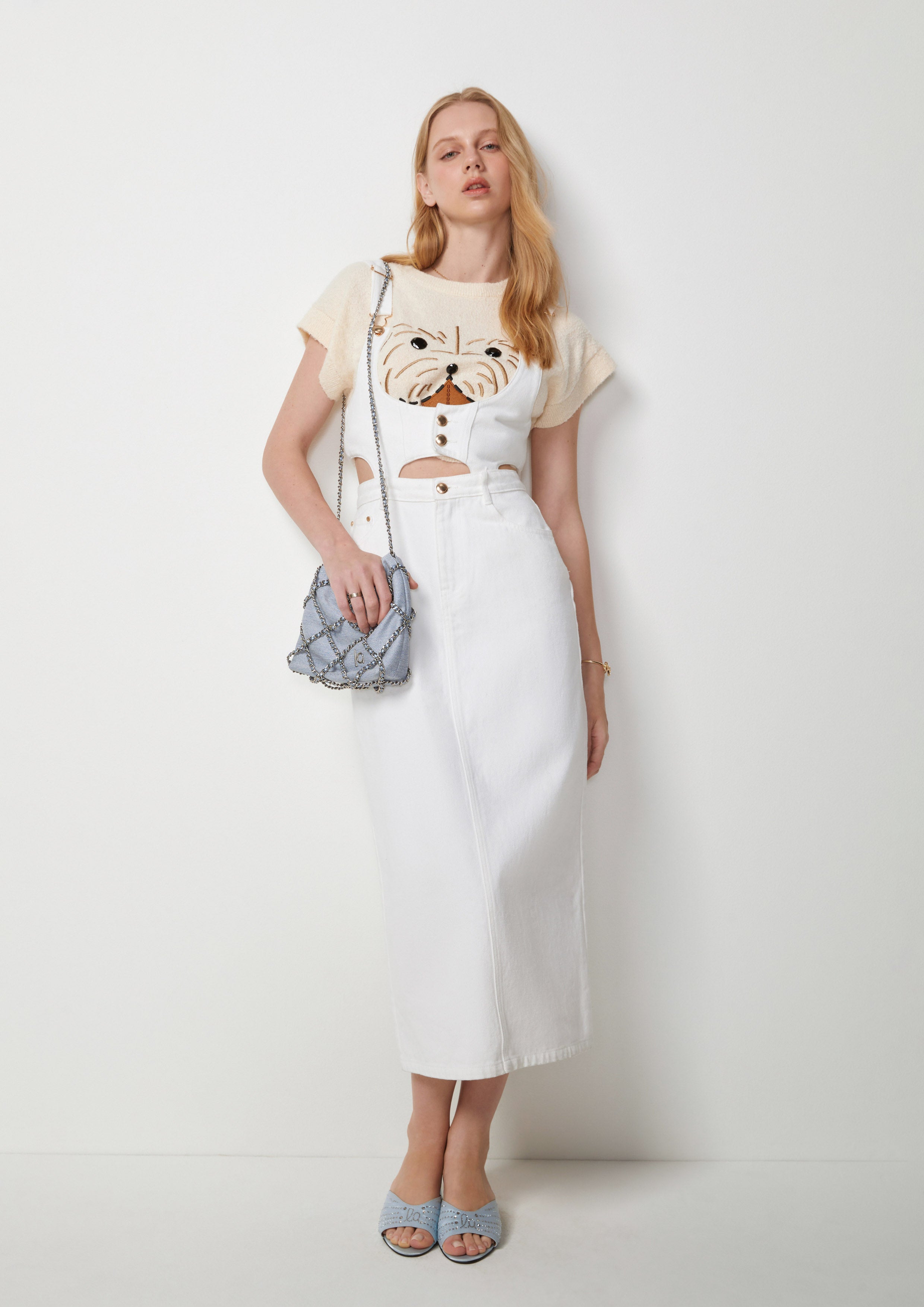 Cozy Pup Overall-Shirt Midi Dress Best Bunnies