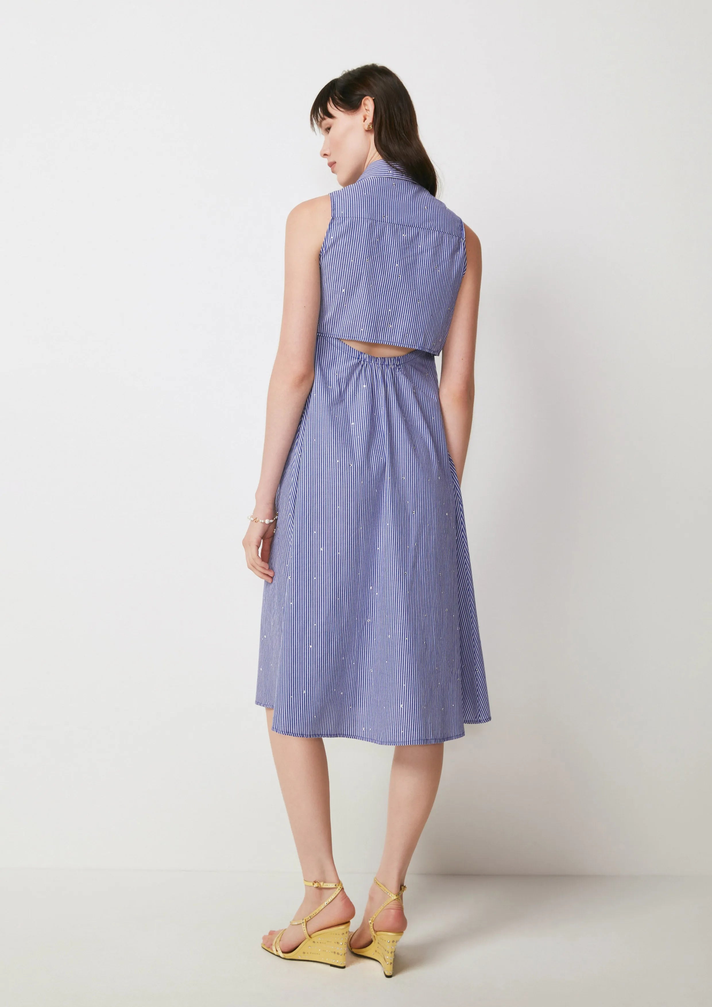 Bow Knot Striped Sleeveless Midi Dress La La Land