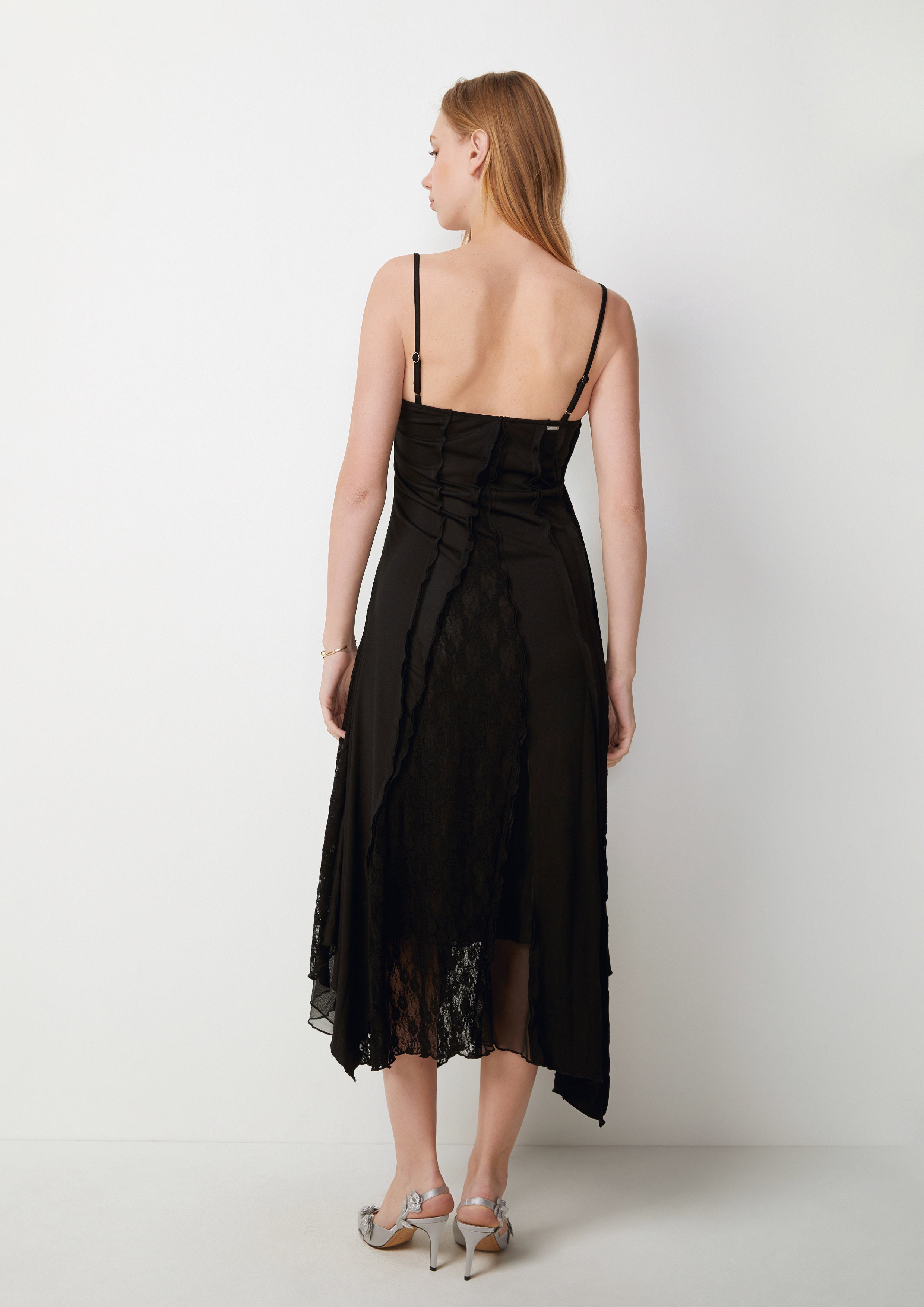 Lace Panel Sleeveless Midi Dress Too Cool For School