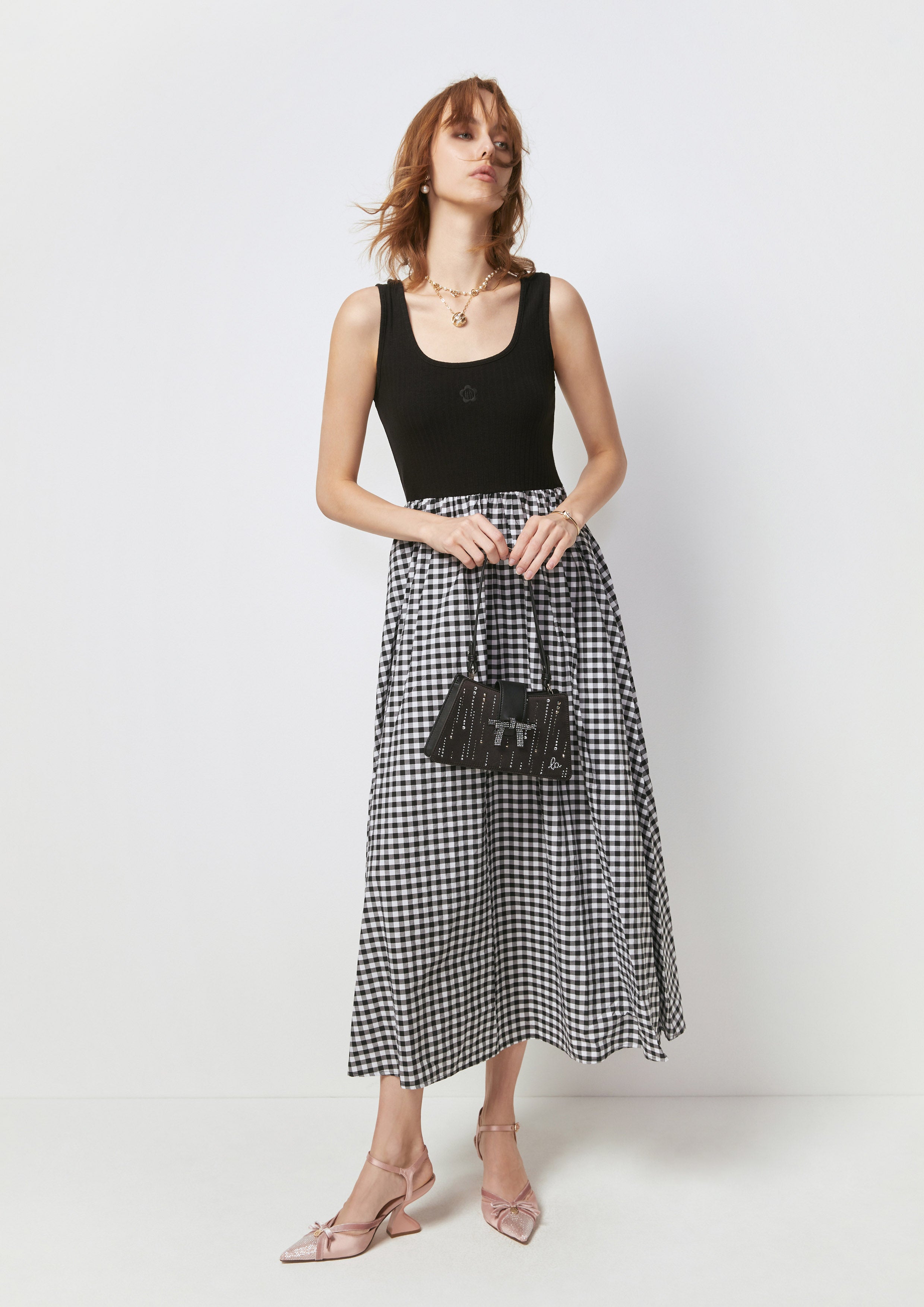 Contrast Check Midi Dress Tartan Lover