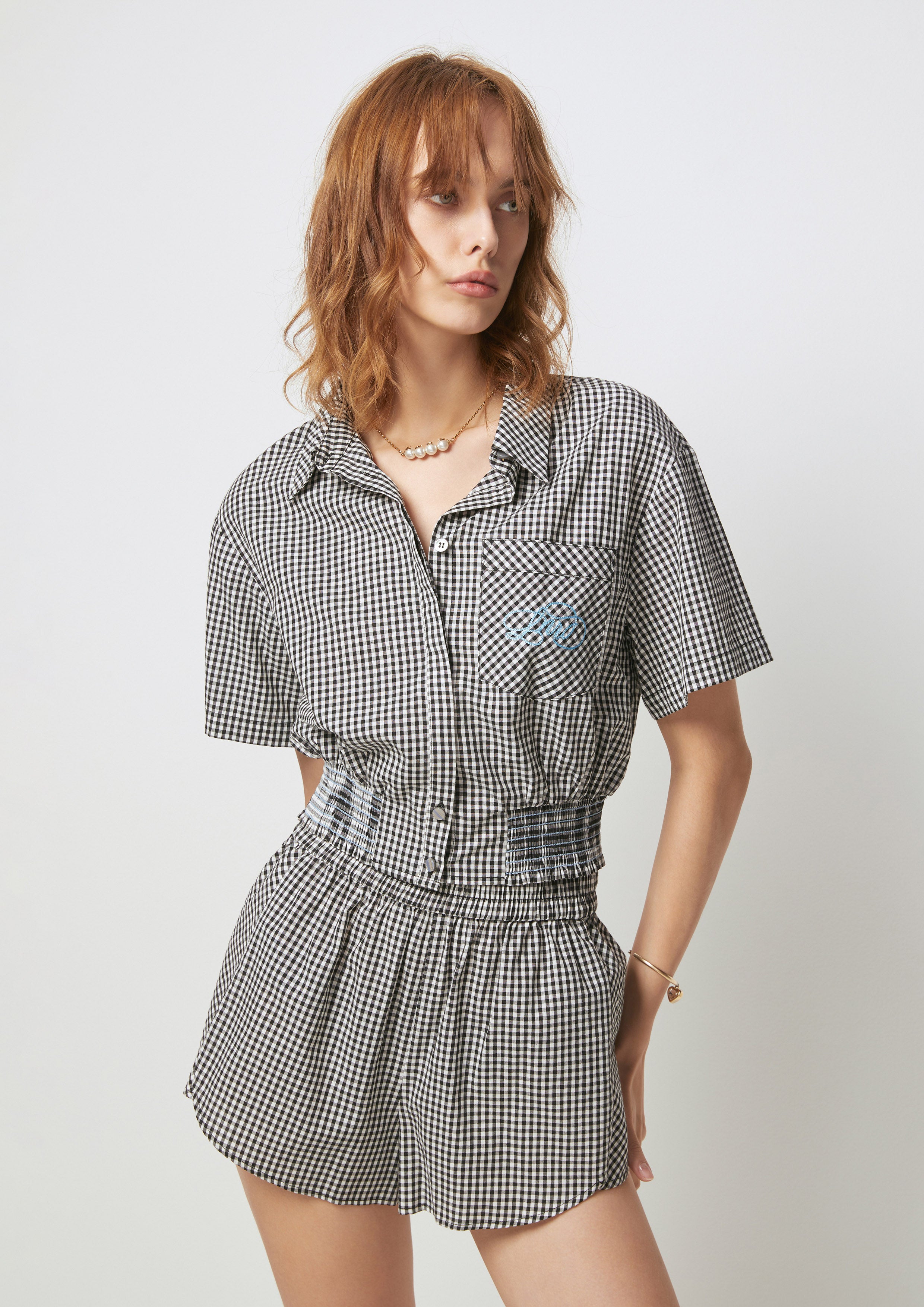 Gingham Boxer Shorts and Cropped Shirt Set Tartan Lover