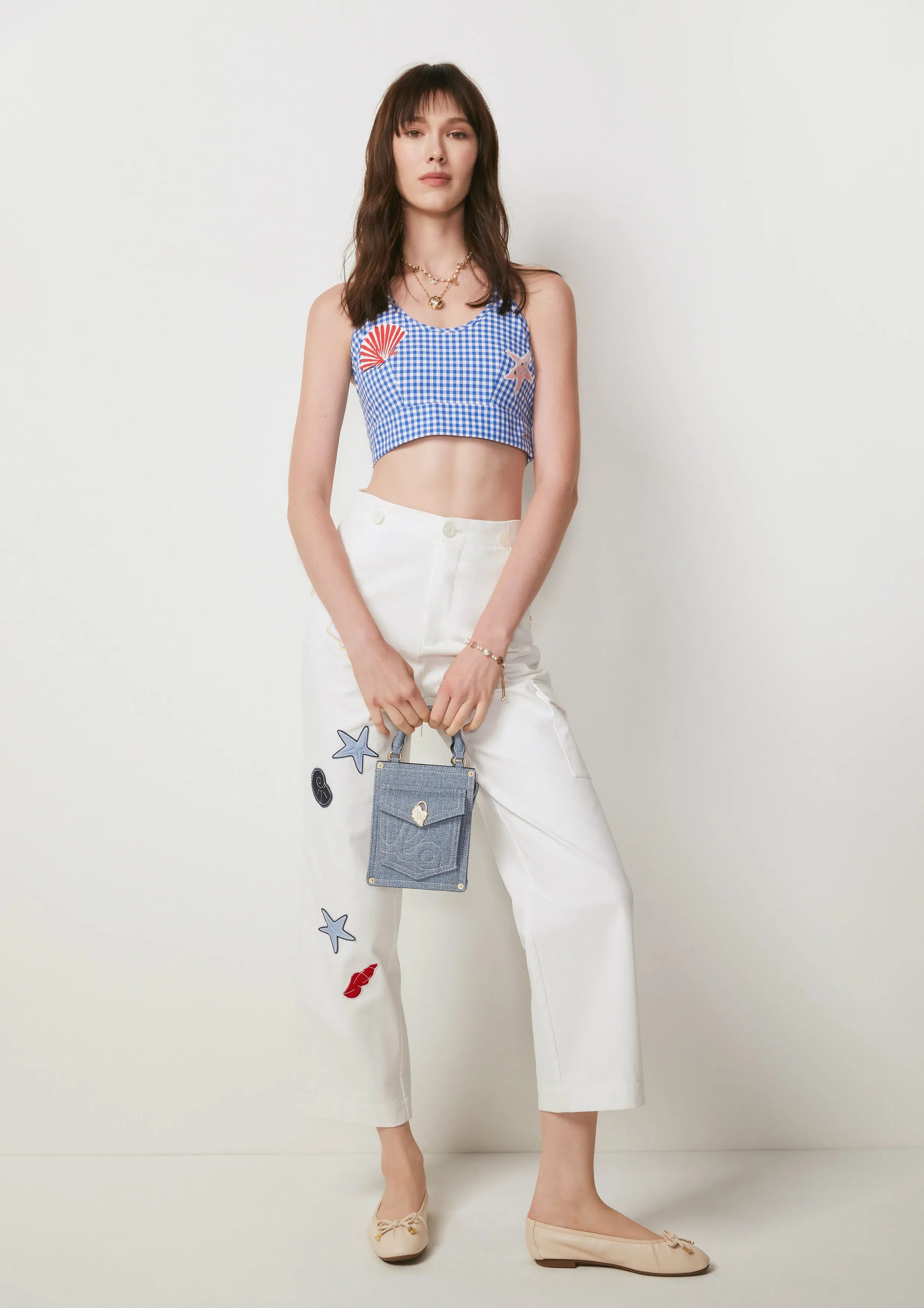 Nautical Sunset Gingham Halter Crop Top The Secret Place