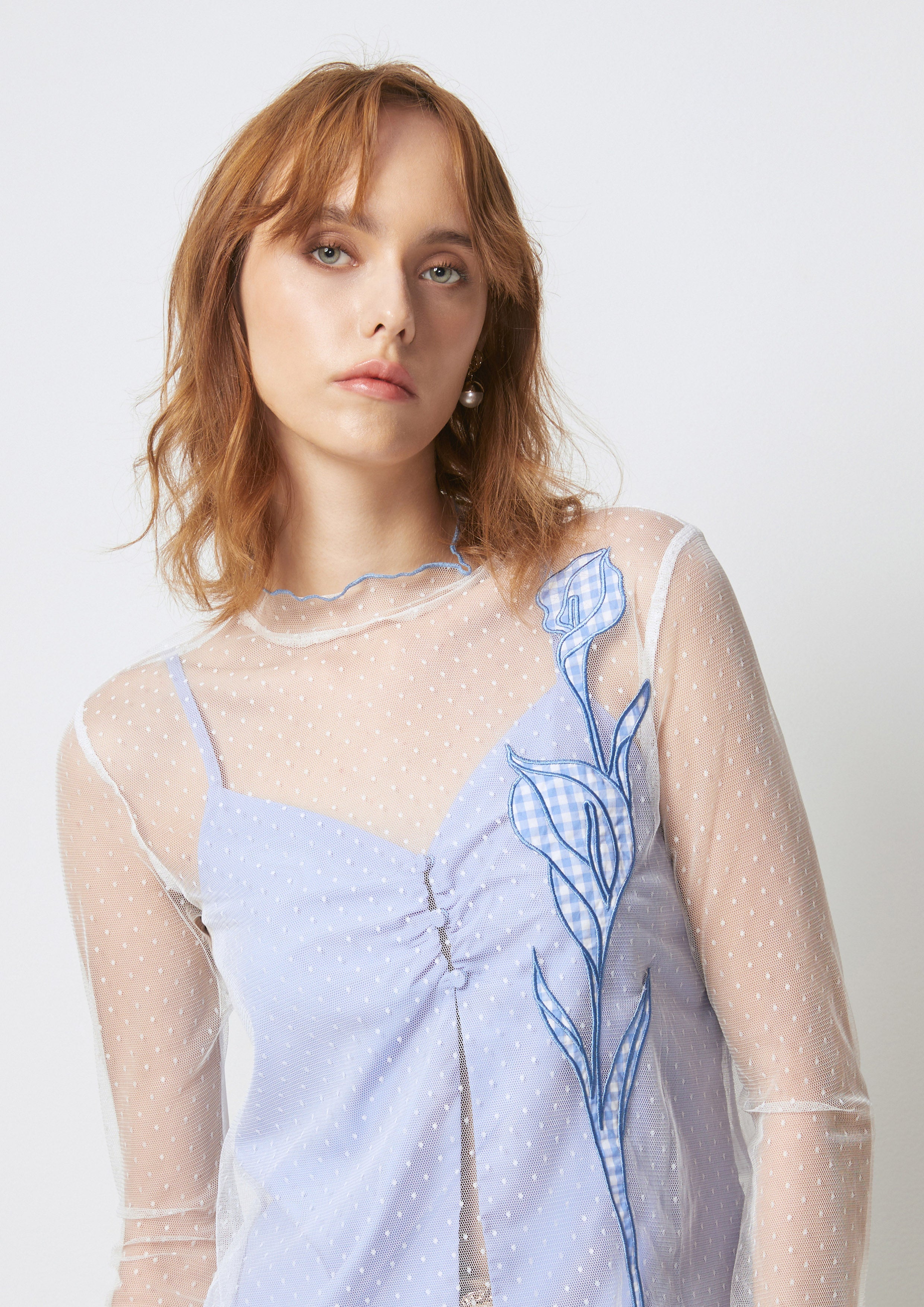 Tulip Embroidered Layered Blouse Petals Galore