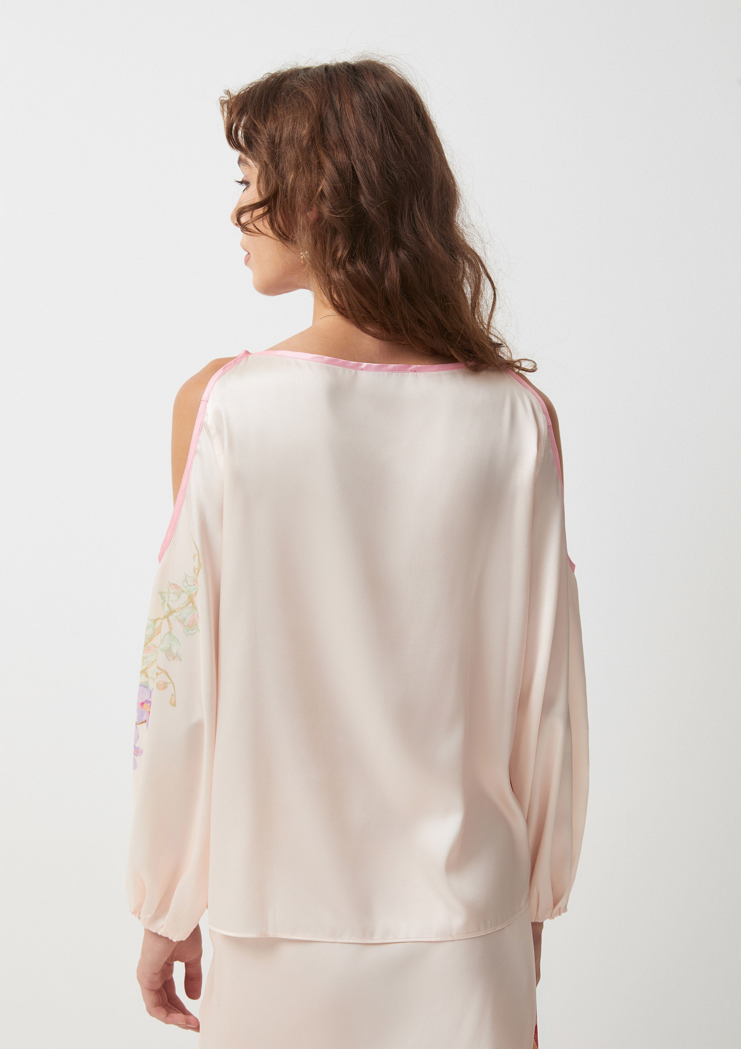 Flower Off-Shoulder Blouse Dew-kissed Meadows