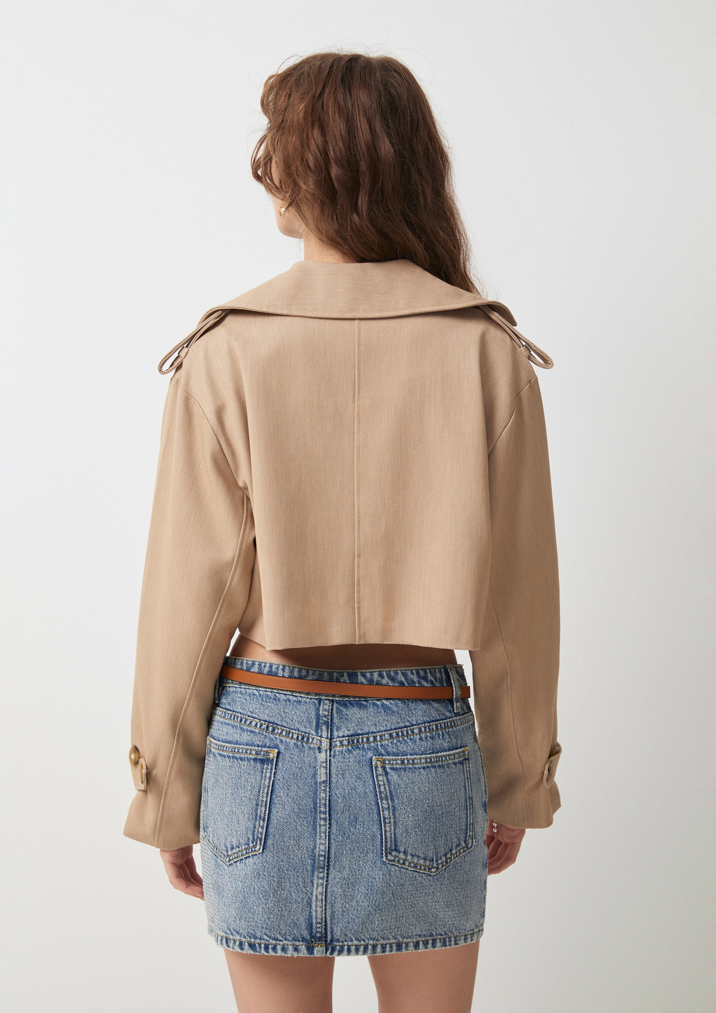 Crop Trech Coat Jacket Dew-kissed Meadows