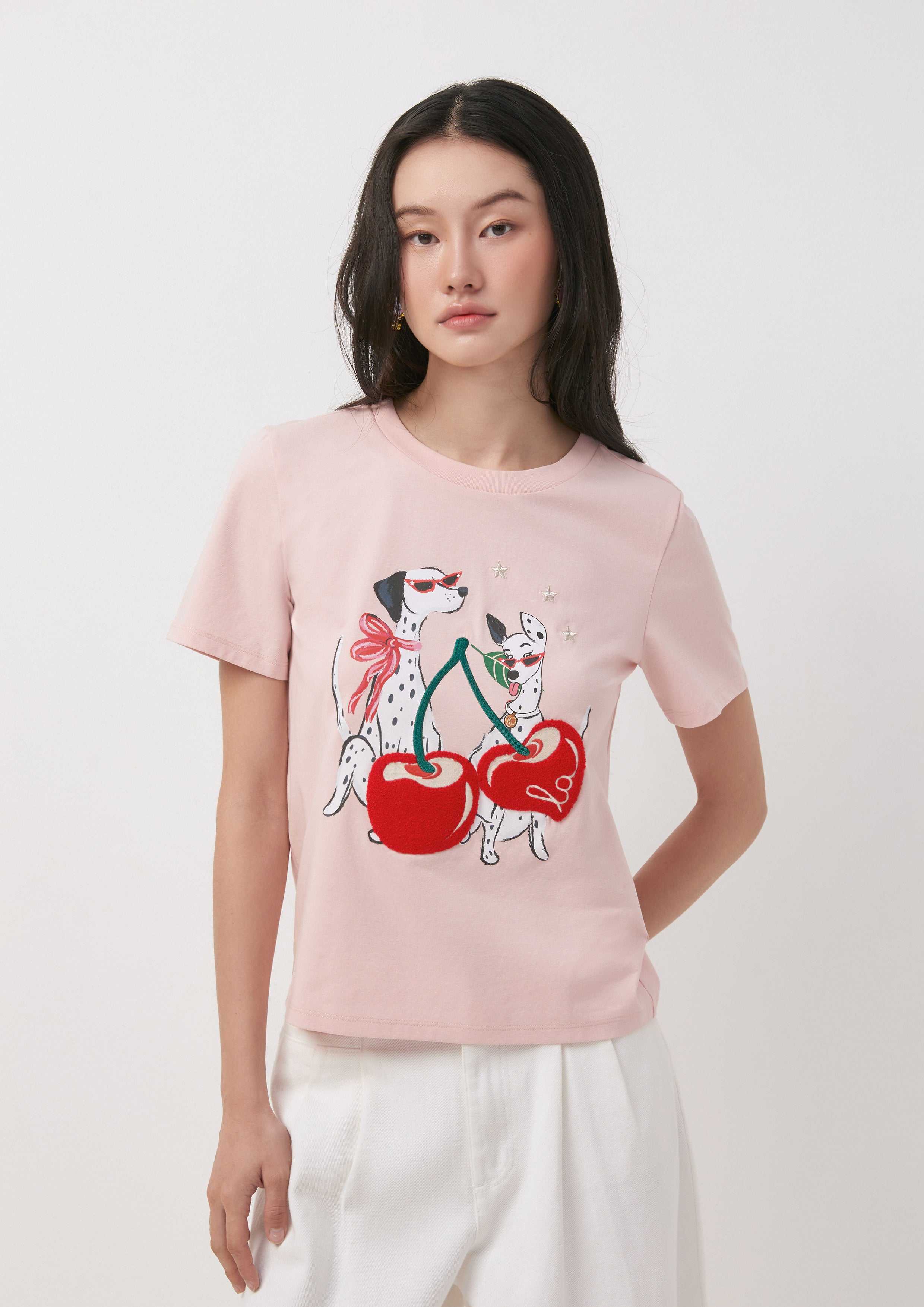 Cherry Dalmatian Dance Crop Top Romantic Rosy