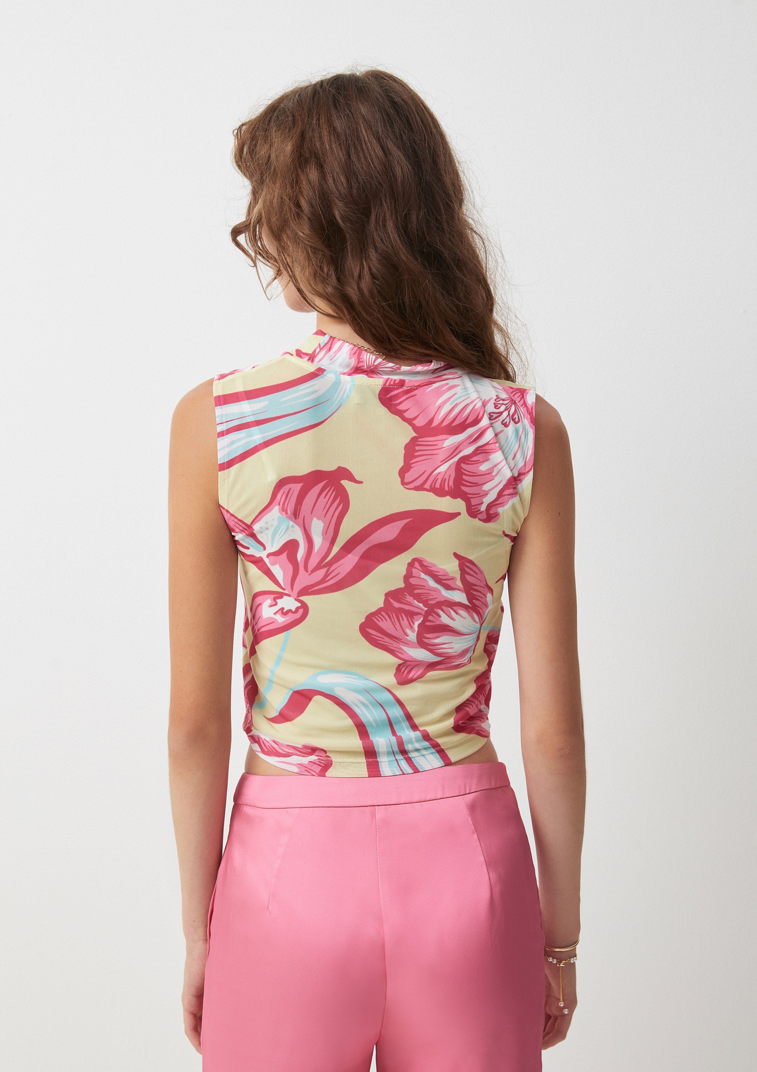 Tulip Crop Sleeveless Top Symphony of Petals