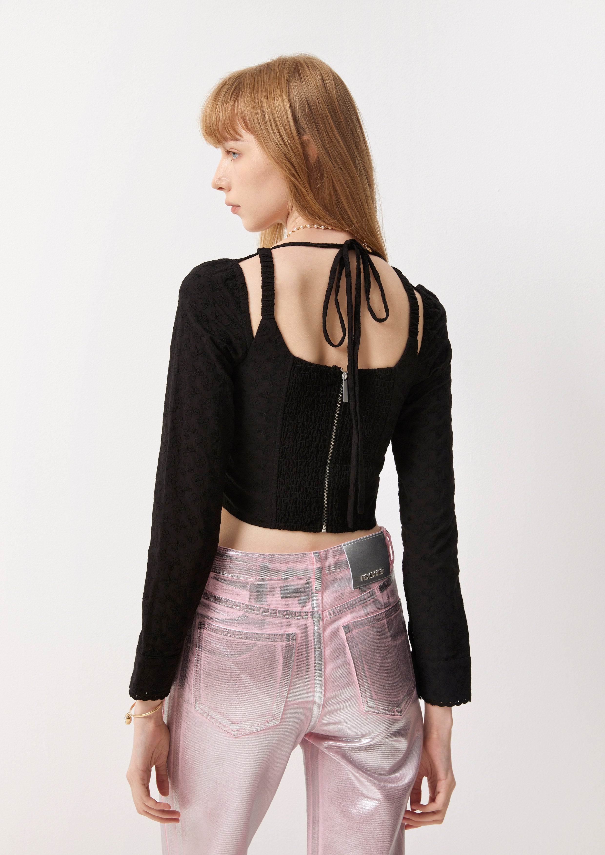 Long Sleeve Crop Top Fruity whimsical