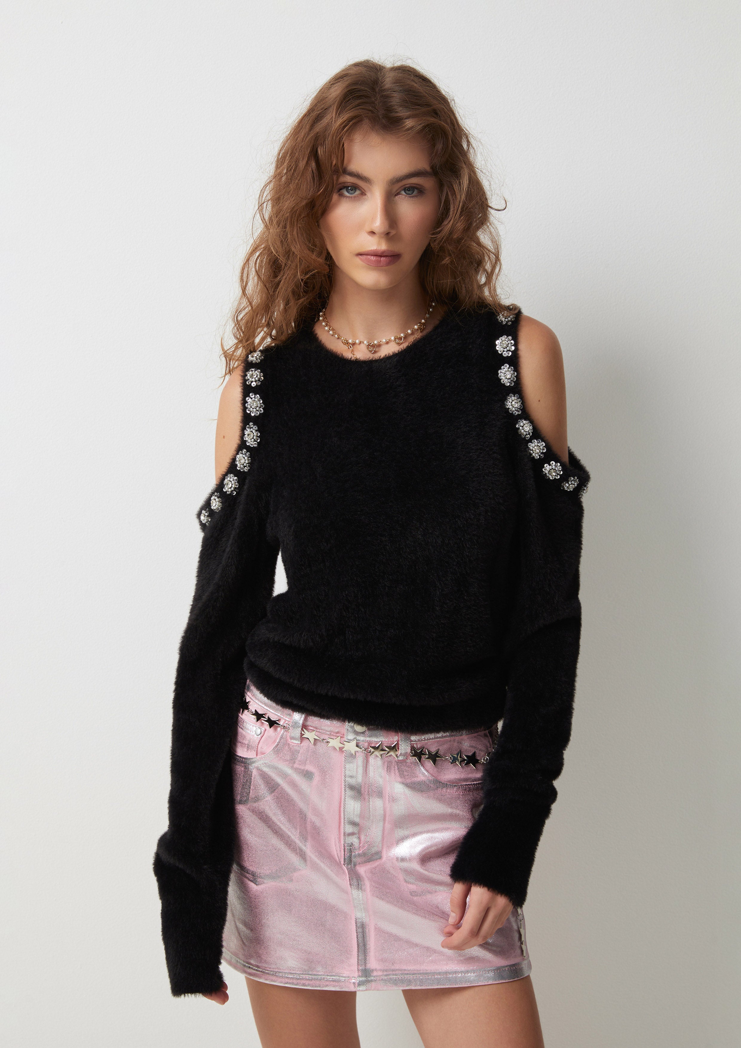 Cropped Cold-Shoulder Pullover Cool Girl