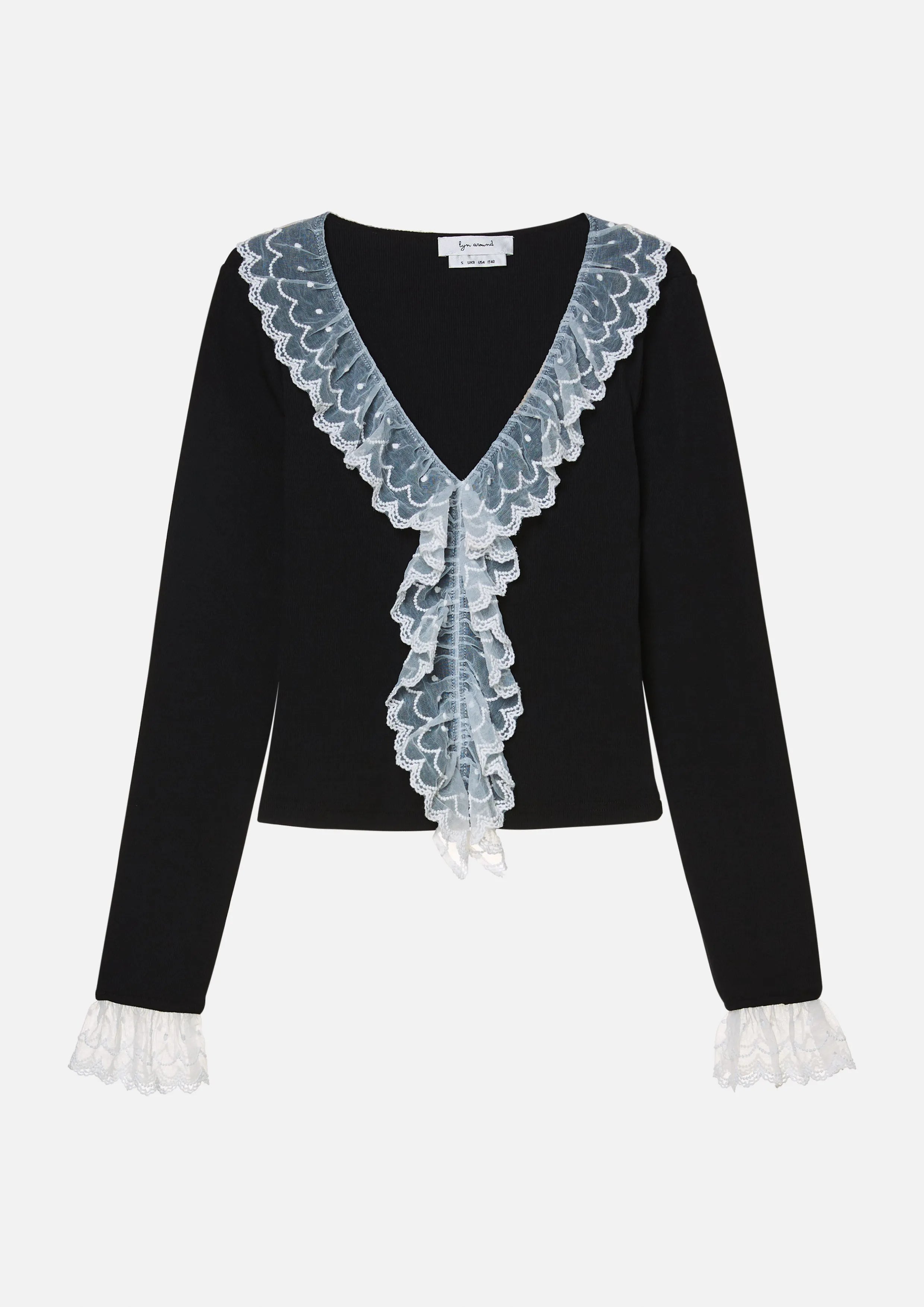 Lace Trim Long Sleeve Top Too Cool For School