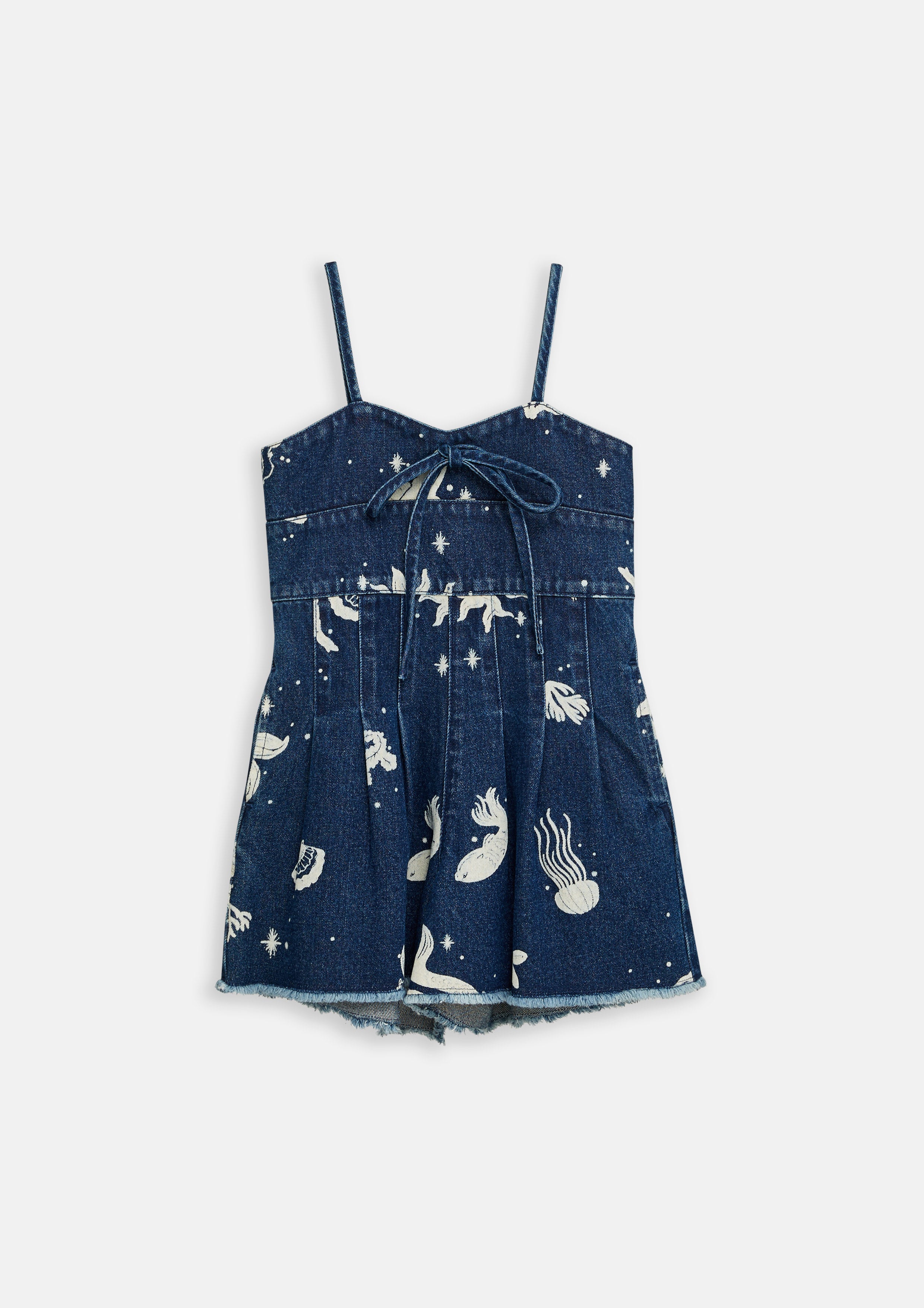 Dreamy Ocean Denim Romper For Girls Dreamscape Memories