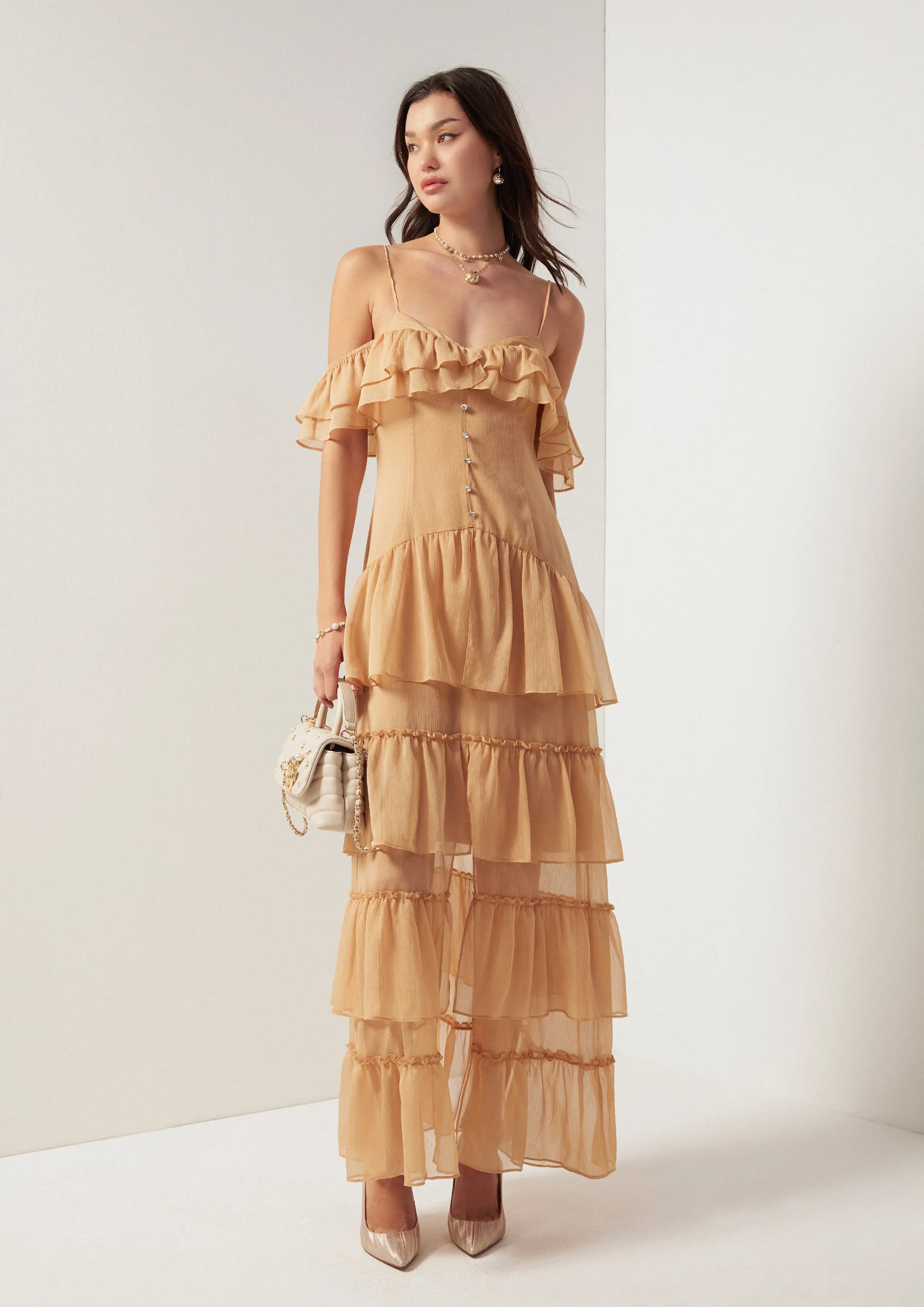 Shell Sand Tiered Maxi Dress